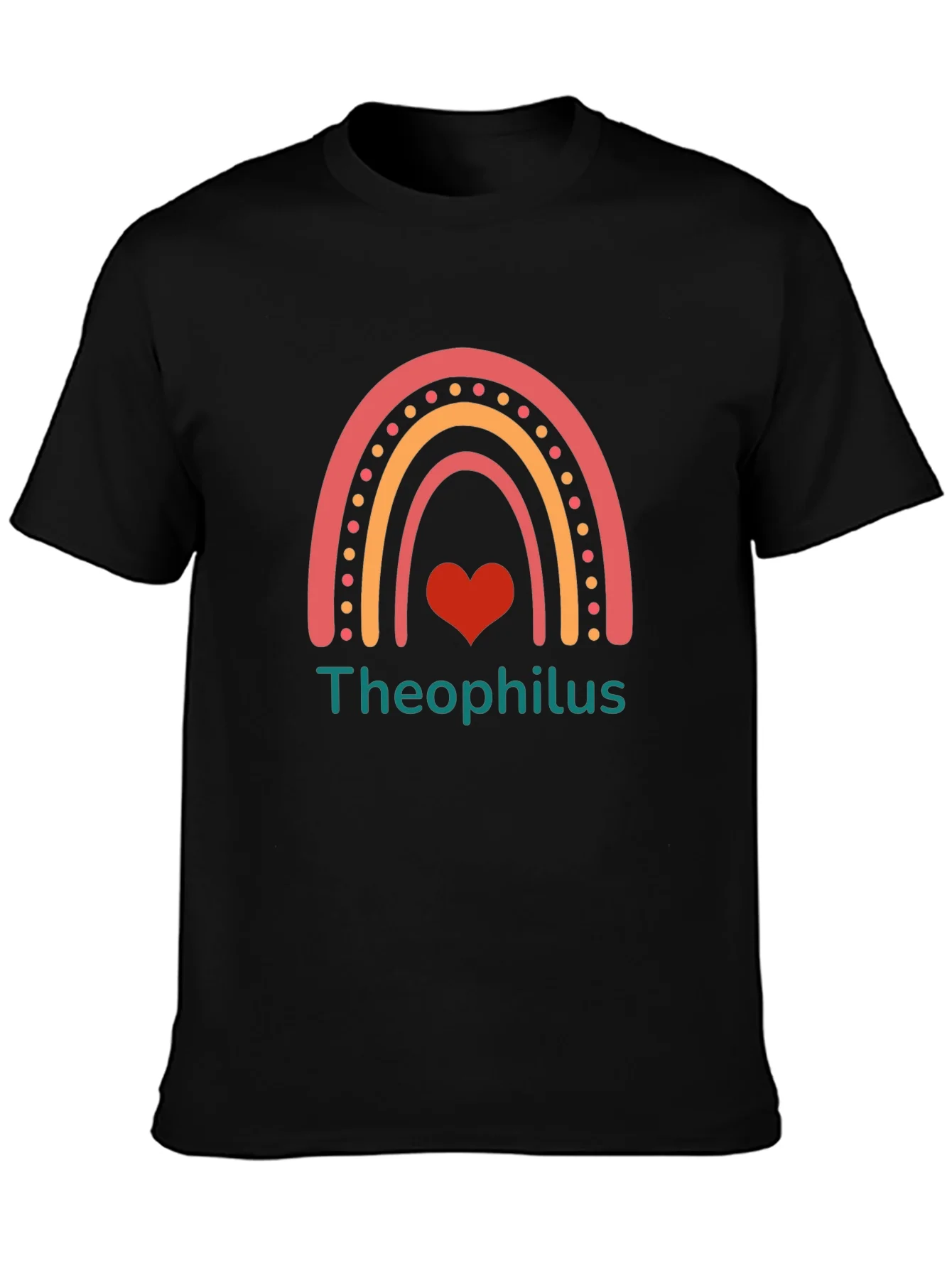 Camiseta Negra con Dise?o de Arco¨ªris y Nombre Personalizado