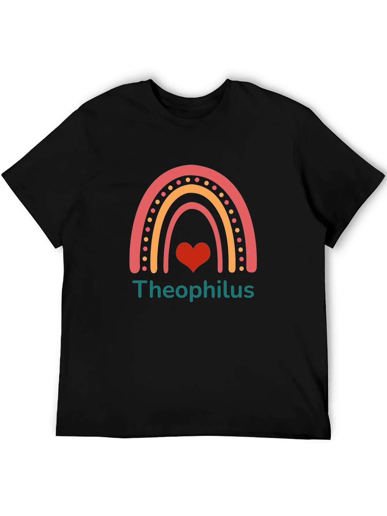 Camiseta Negra con Dise?o de Arco¨ªris y Nombre Personalizado