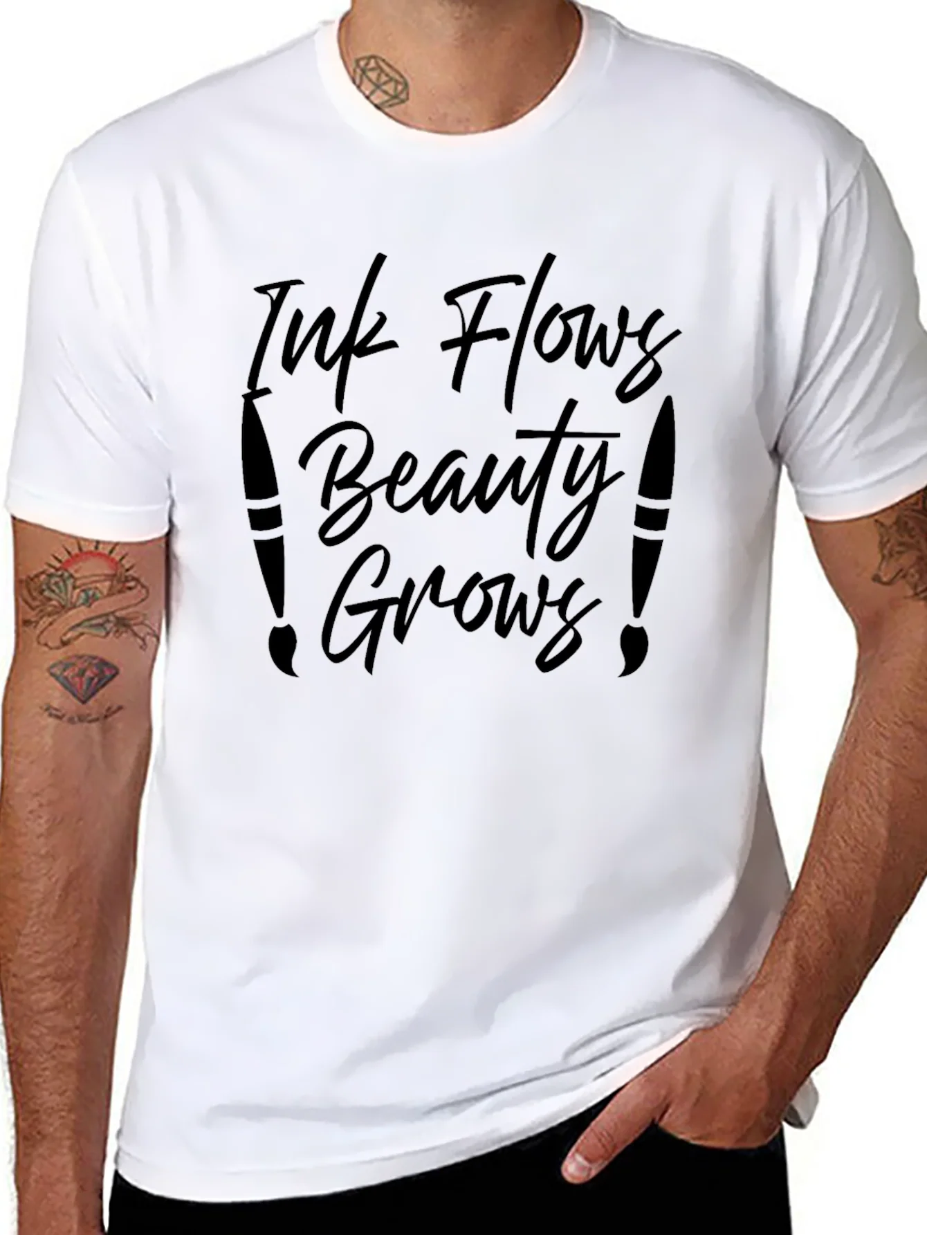 Camiseta Negra Ink Flows Beauty Grows