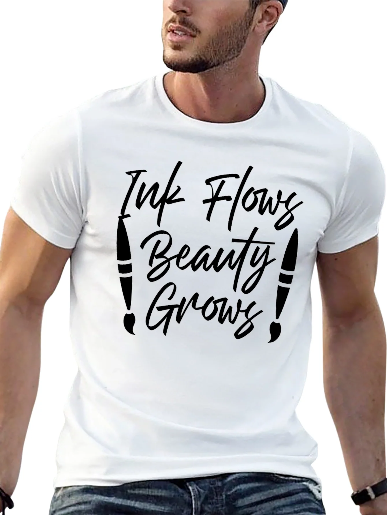 Camiseta Negra Ink Flows Beauty Grows