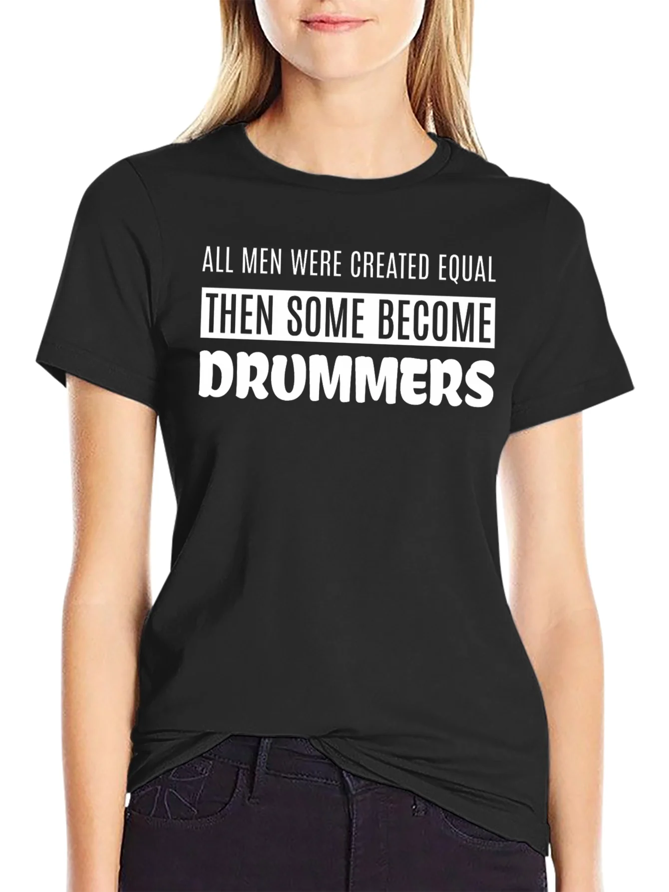 Camiseta Negra con Texto Divertido para Bateristas