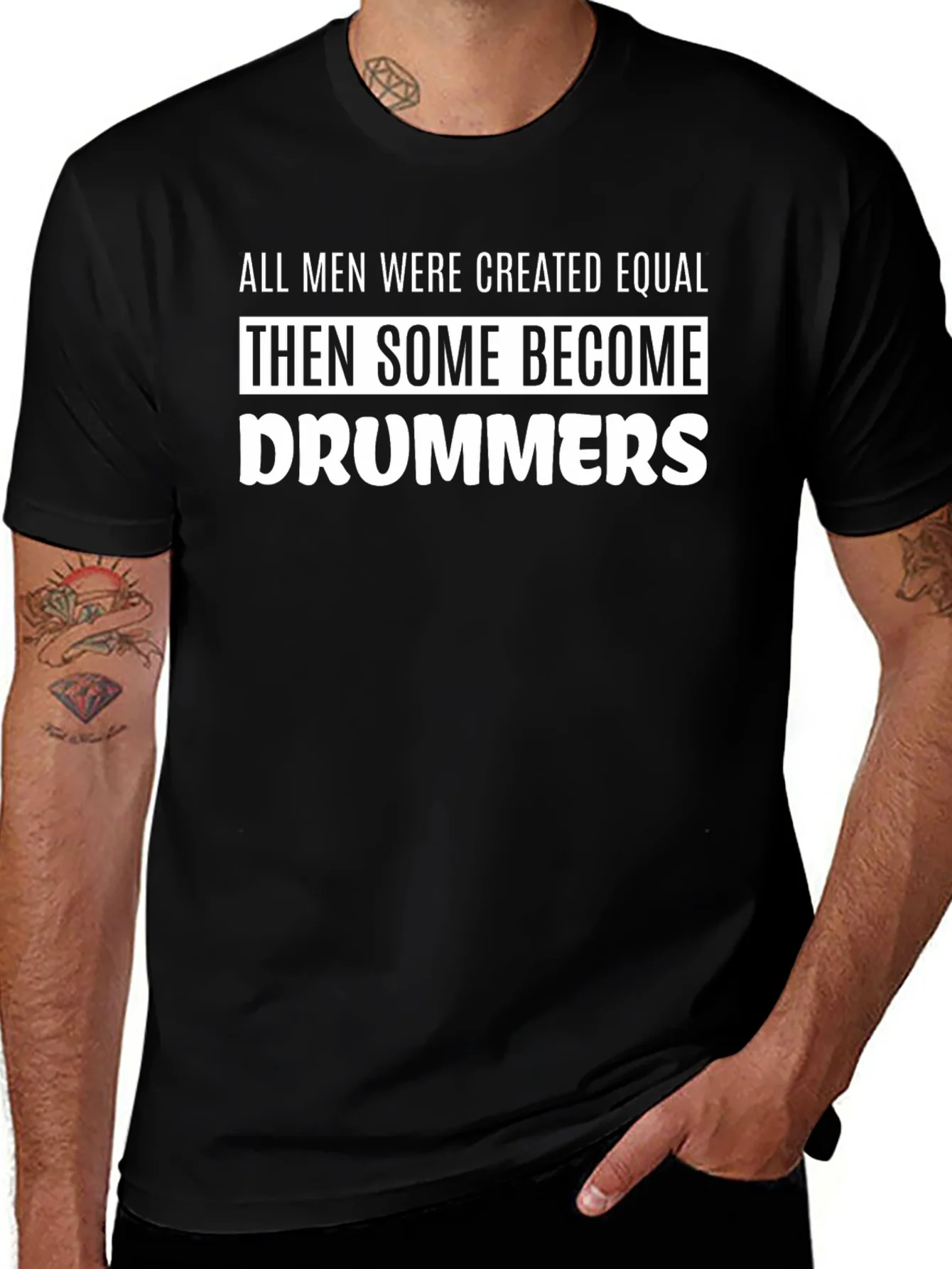 Camiseta Negra con Texto Divertido para Bateristas