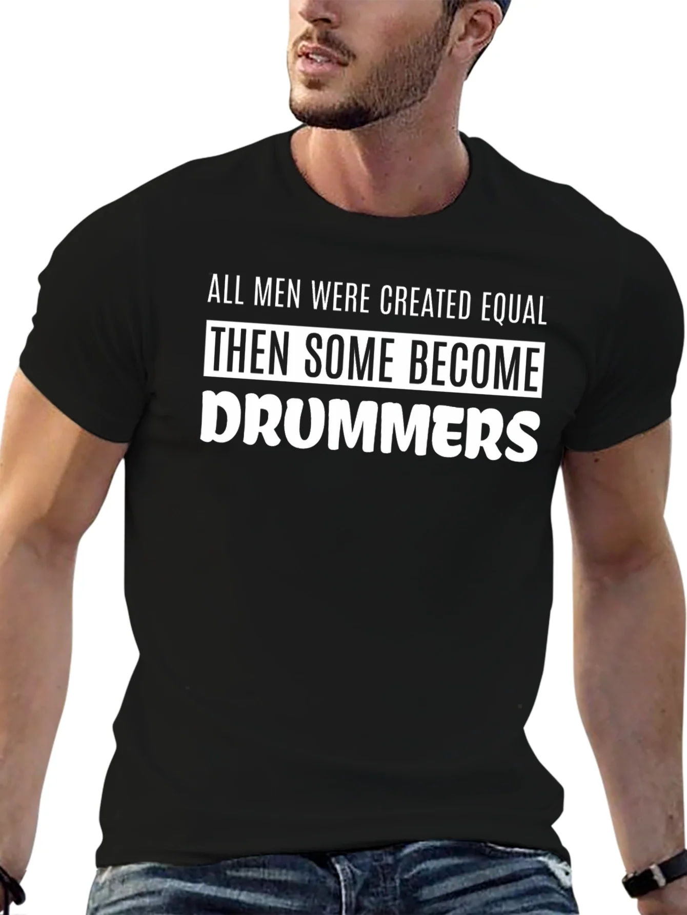 Camiseta Negra con Texto Divertido para Bateristas