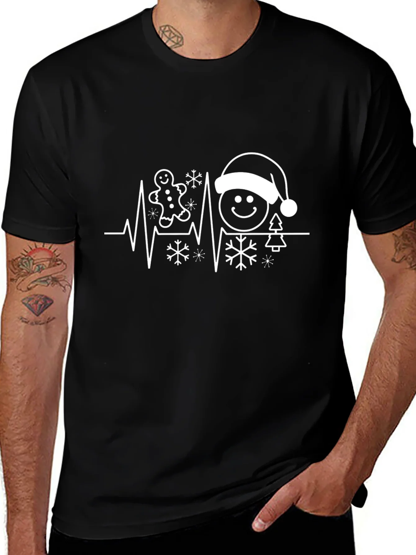Camiseta Negra con Dise?o Navide?o de Latido
