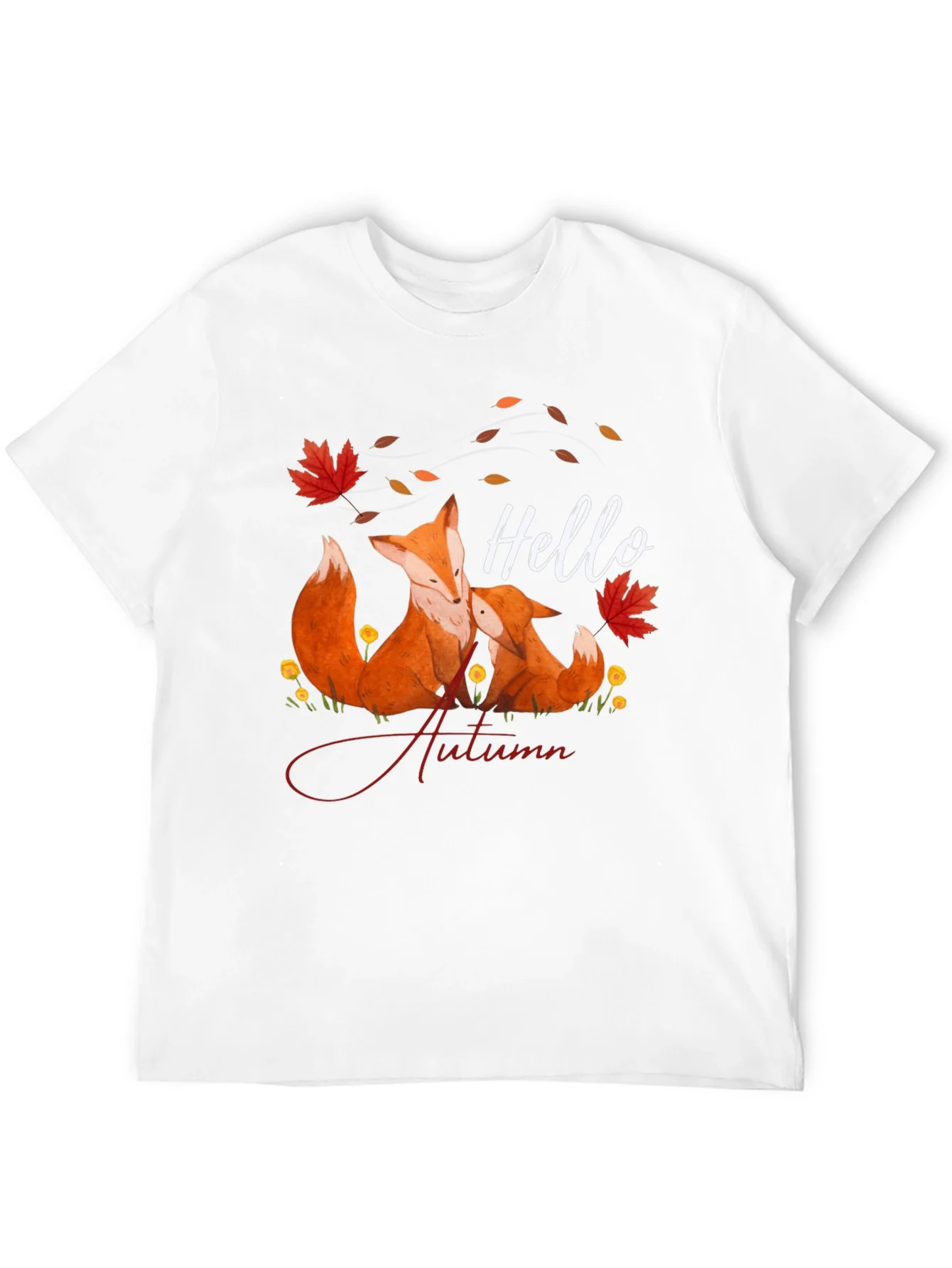 Camiseta Negra con Dise?o de Zorro Oto?al