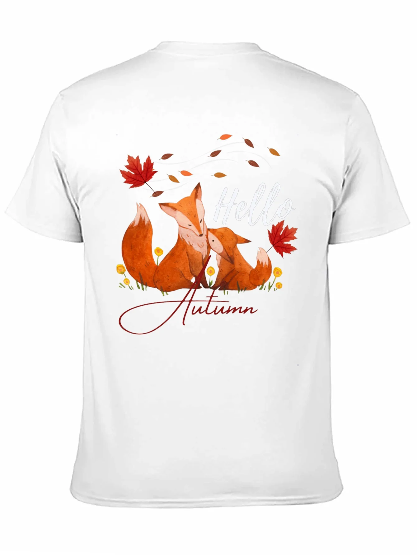 Camiseta Negra con Dise?o de Zorro Oto?al