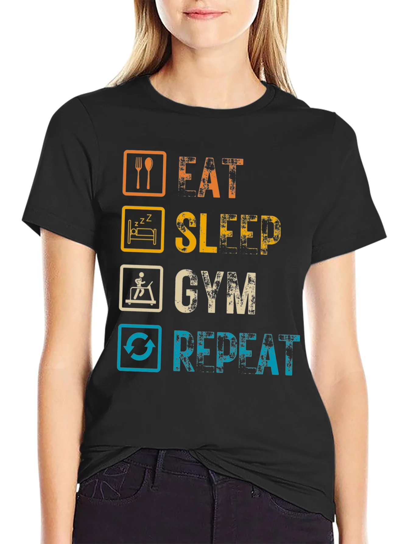 Camiseta Fitness: Comer Dormir Gym Repetir
