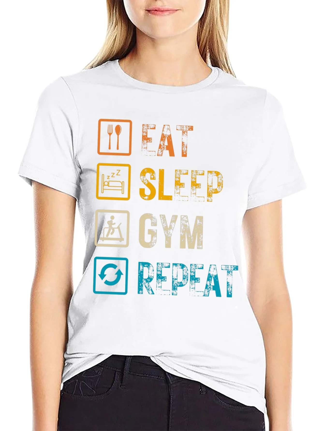 Camiseta Fitness: Comer Dormir Gym Repetir