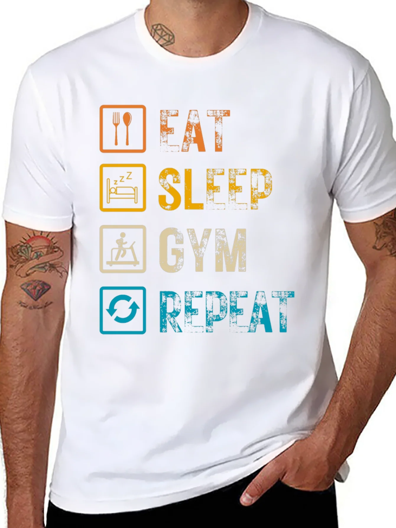 Camiseta Fitness: Comer Dormir Gym Repetir