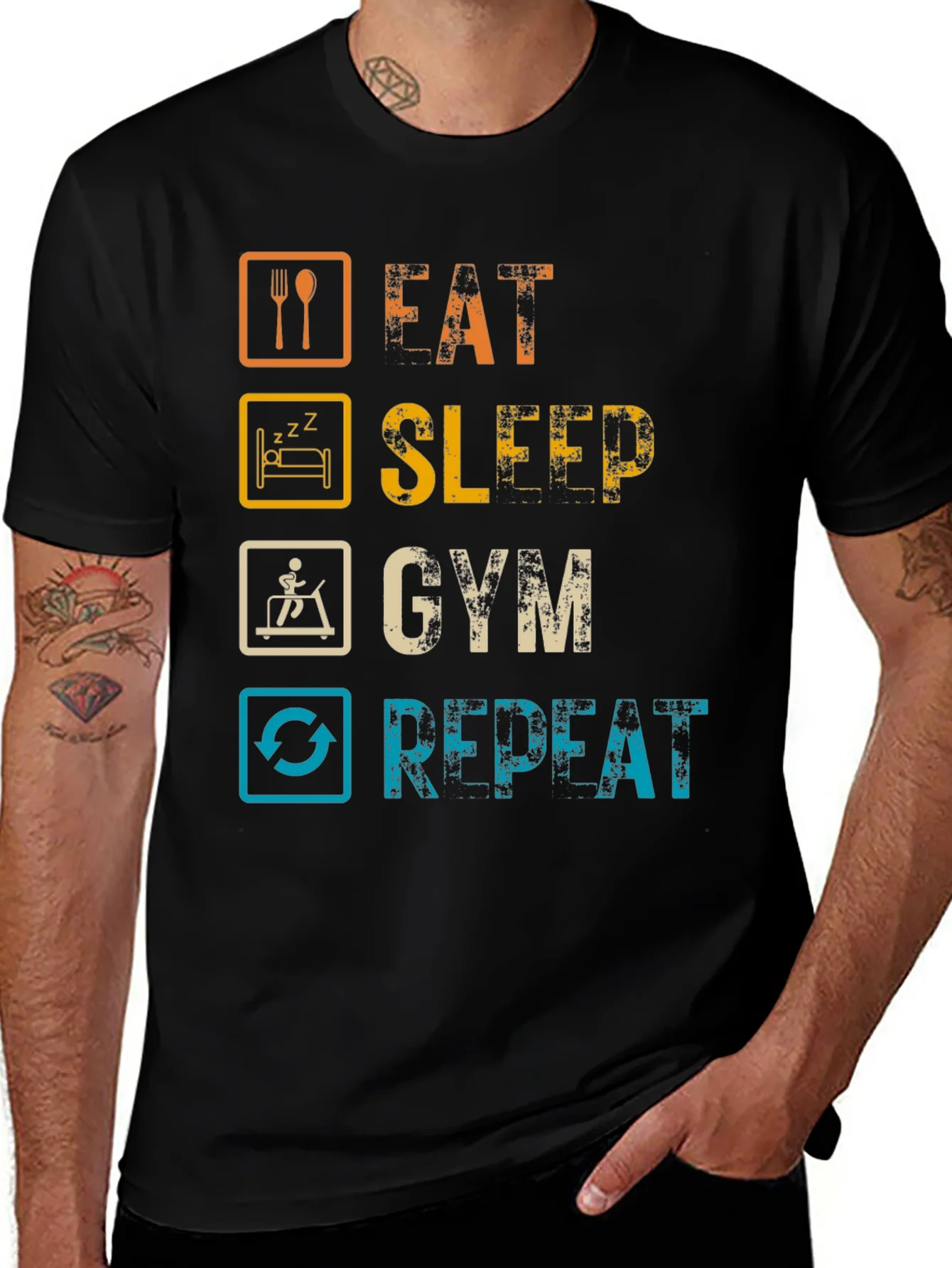 Camiseta Fitness: Comer Dormir Gym Repetir