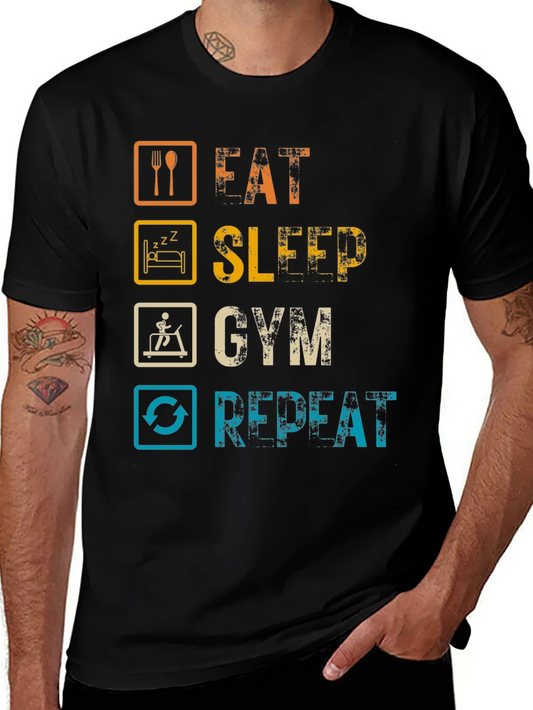 Camiseta Fitness: Comer Dormir Gym Repetir