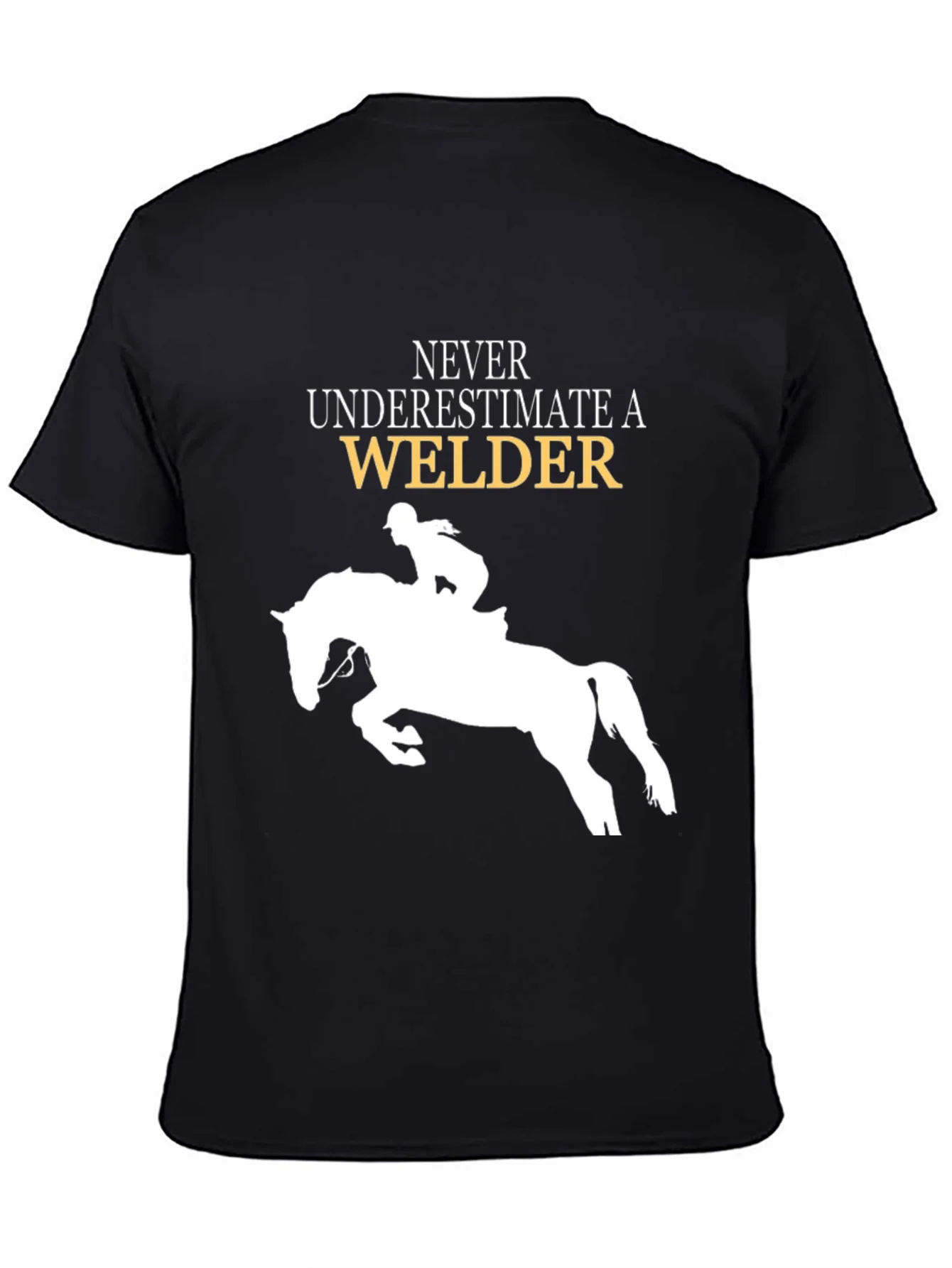 Camiseta Negra Nunca Subestimes a Un Soldador