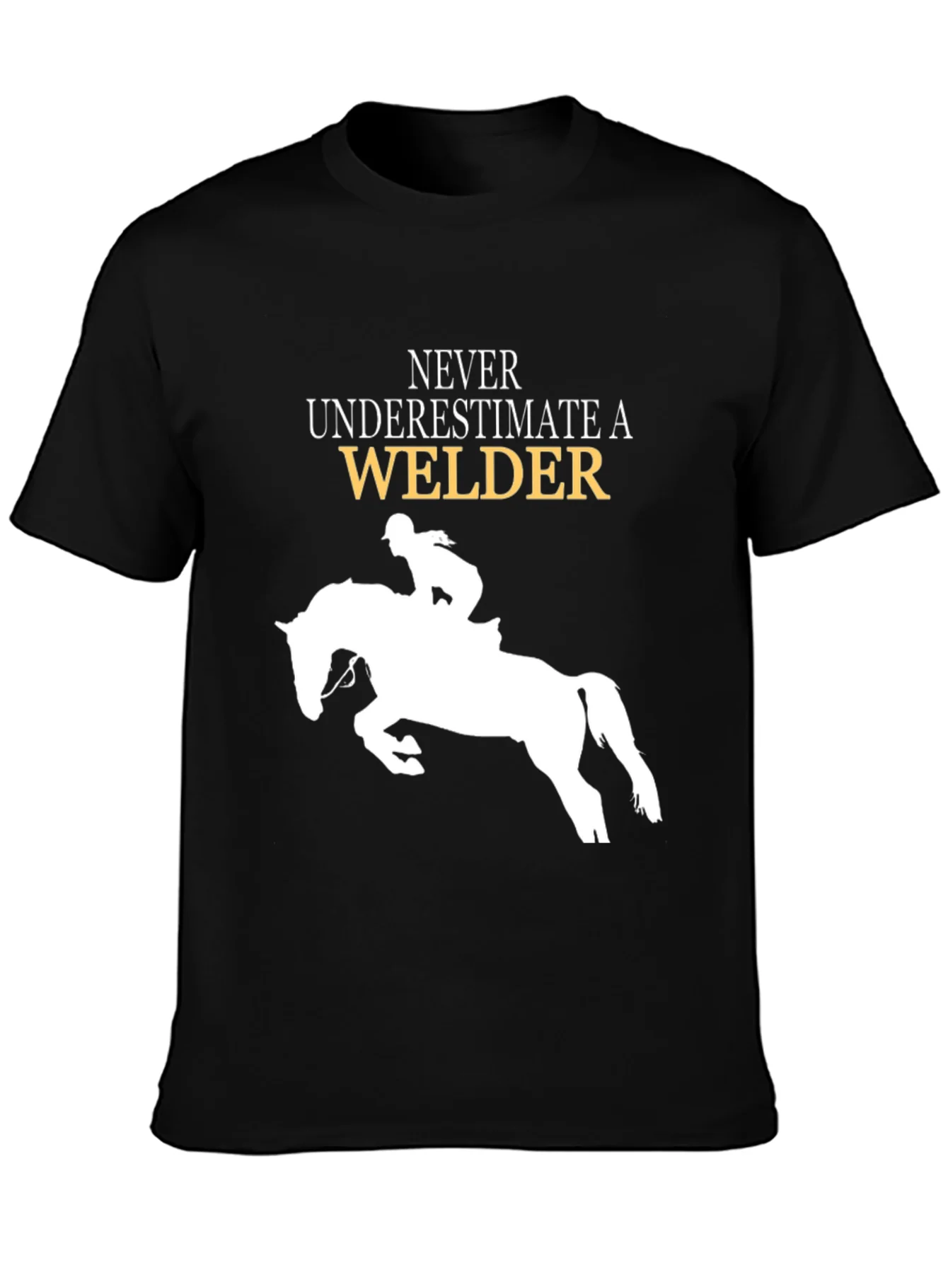 Camiseta Negra Nunca Subestimes a Un Soldador