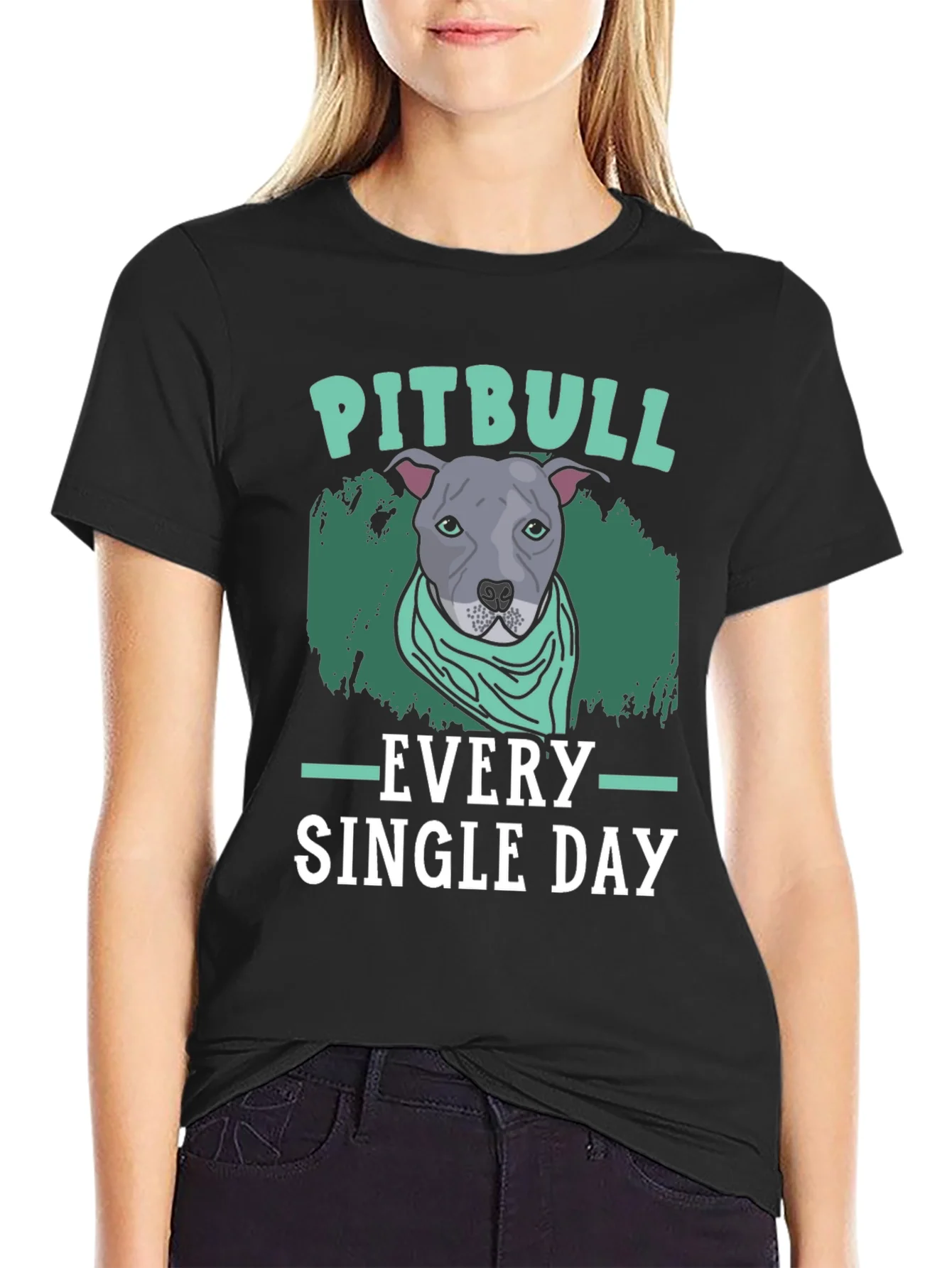 Camiseta Negra con Dise?o de Pitbull