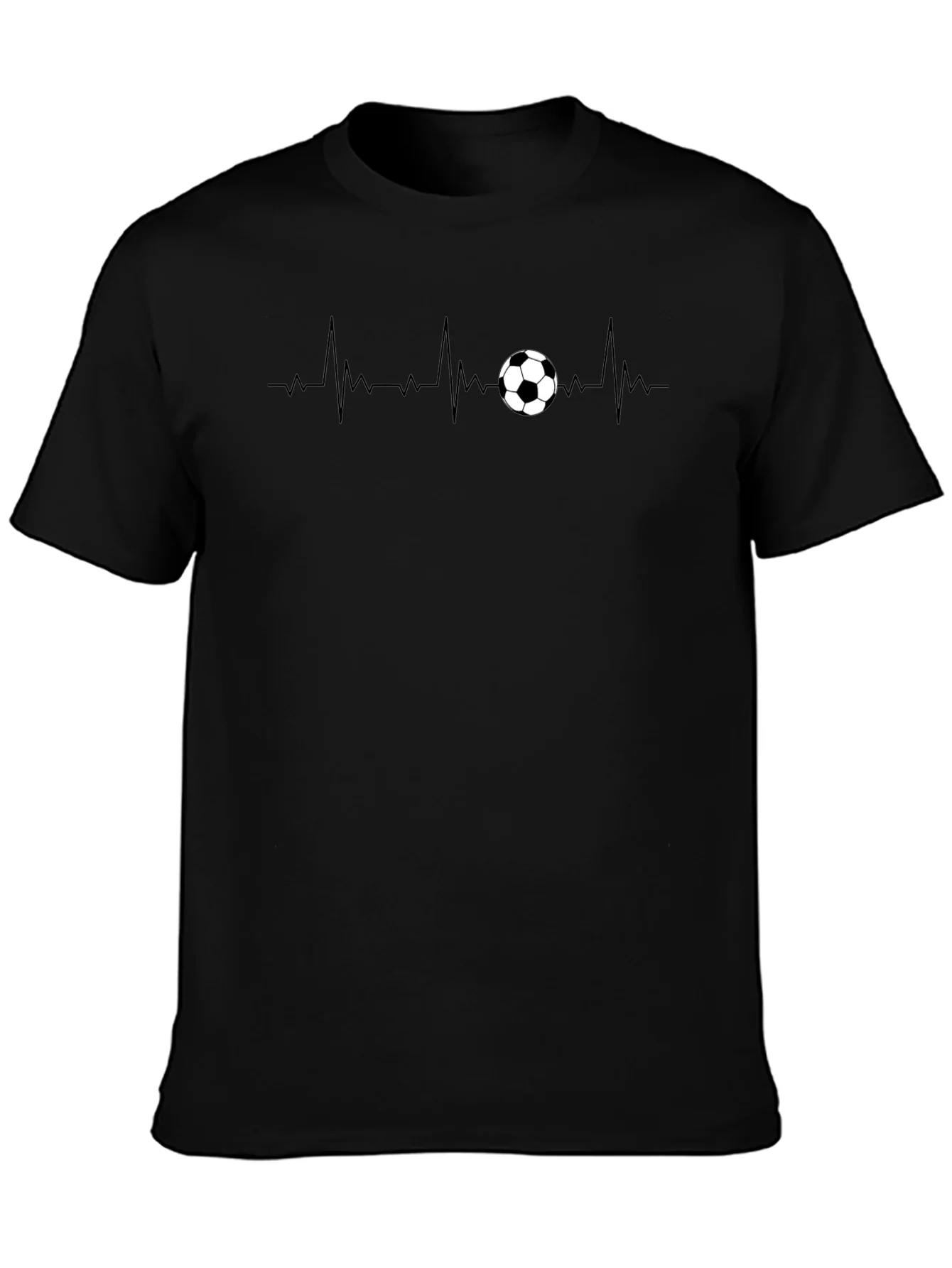 Camiseta Negra con Dise?o de Latido de F¨²tbol