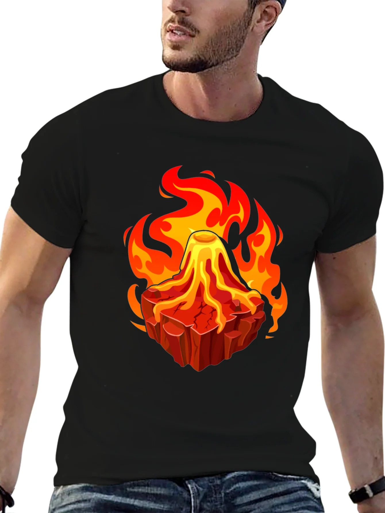 Rebbecca Volcano Lava Flames Graphic T-Shirt - Unique Design