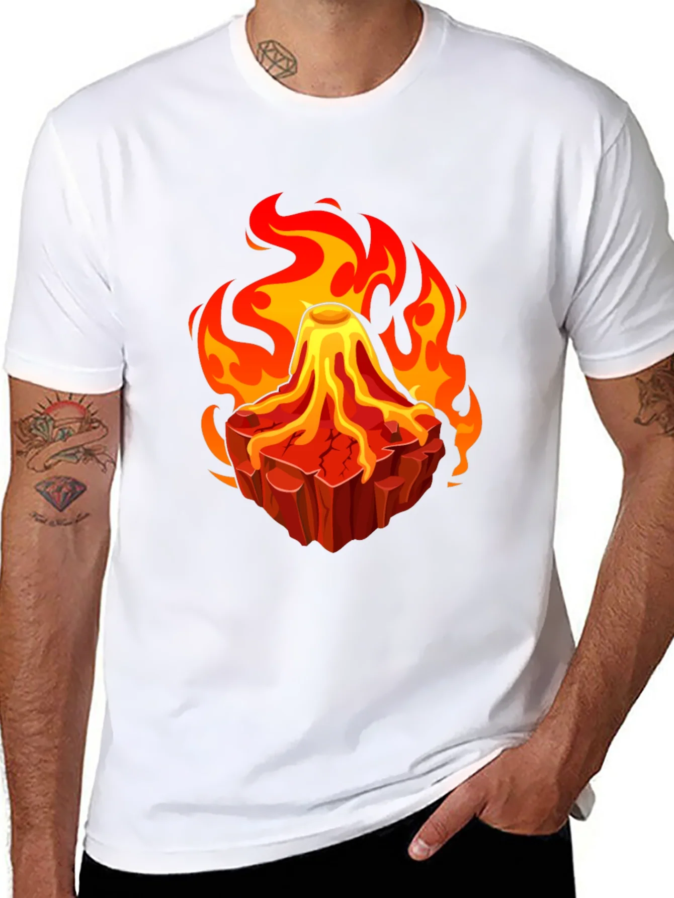 Rebbecca Volcano Lava Flames Graphic T-Shirt - Unique Design