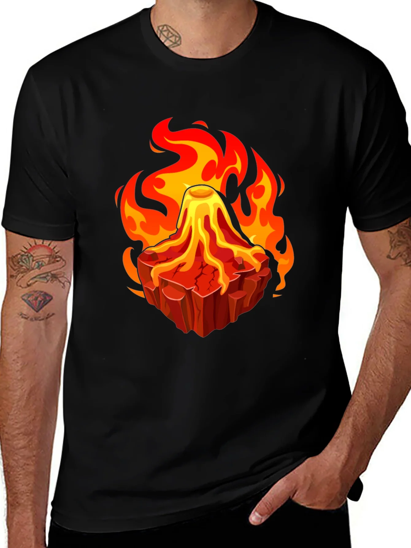 Rebbecca Volcano Lava Flames Graphic T-Shirt - Unique Design