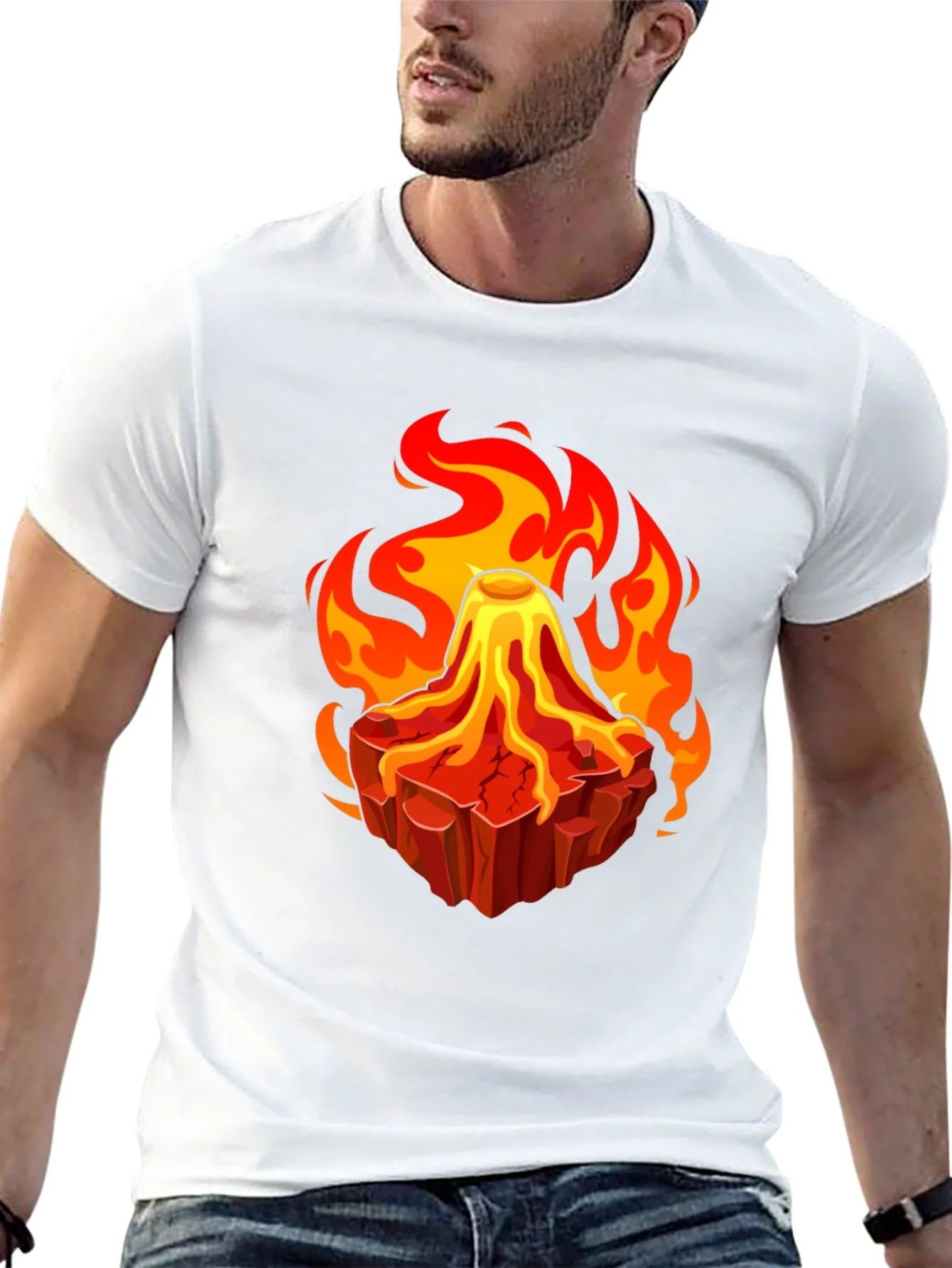 Rebbecca Volcano Lava Flames Graphic T-Shirt - Unique Design