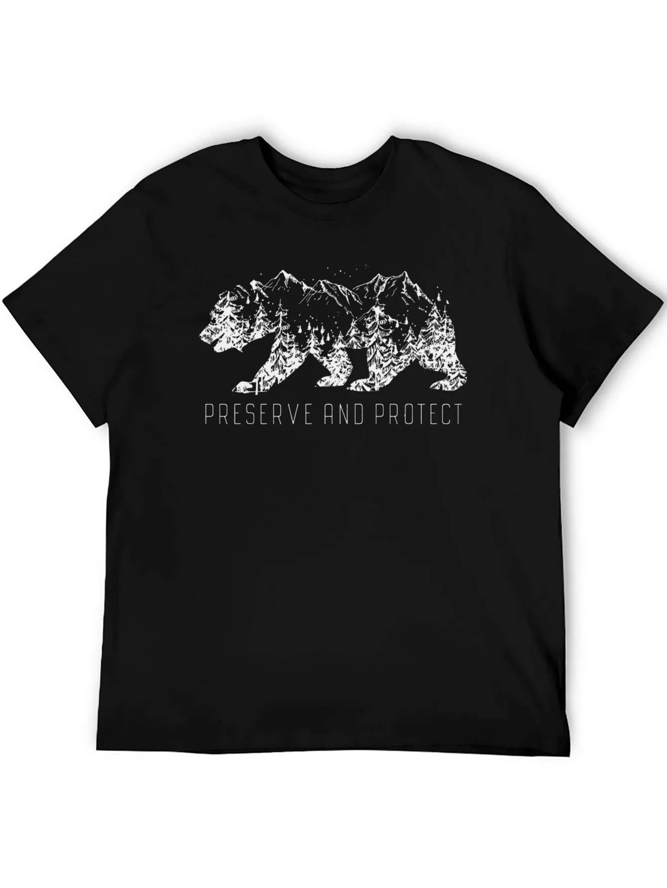 Camiseta Negra Oso Monta?a: Conserva y Protege