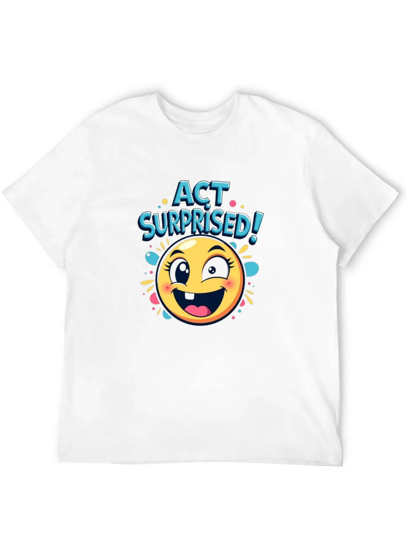 Camiseta Negra con Dise?o de Emoji Sorprendido
