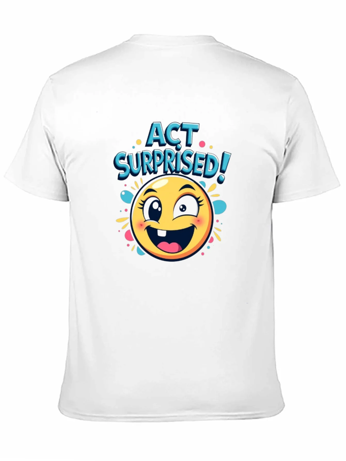 Camiseta Negra con Dise?o de Emoji Sorprendido