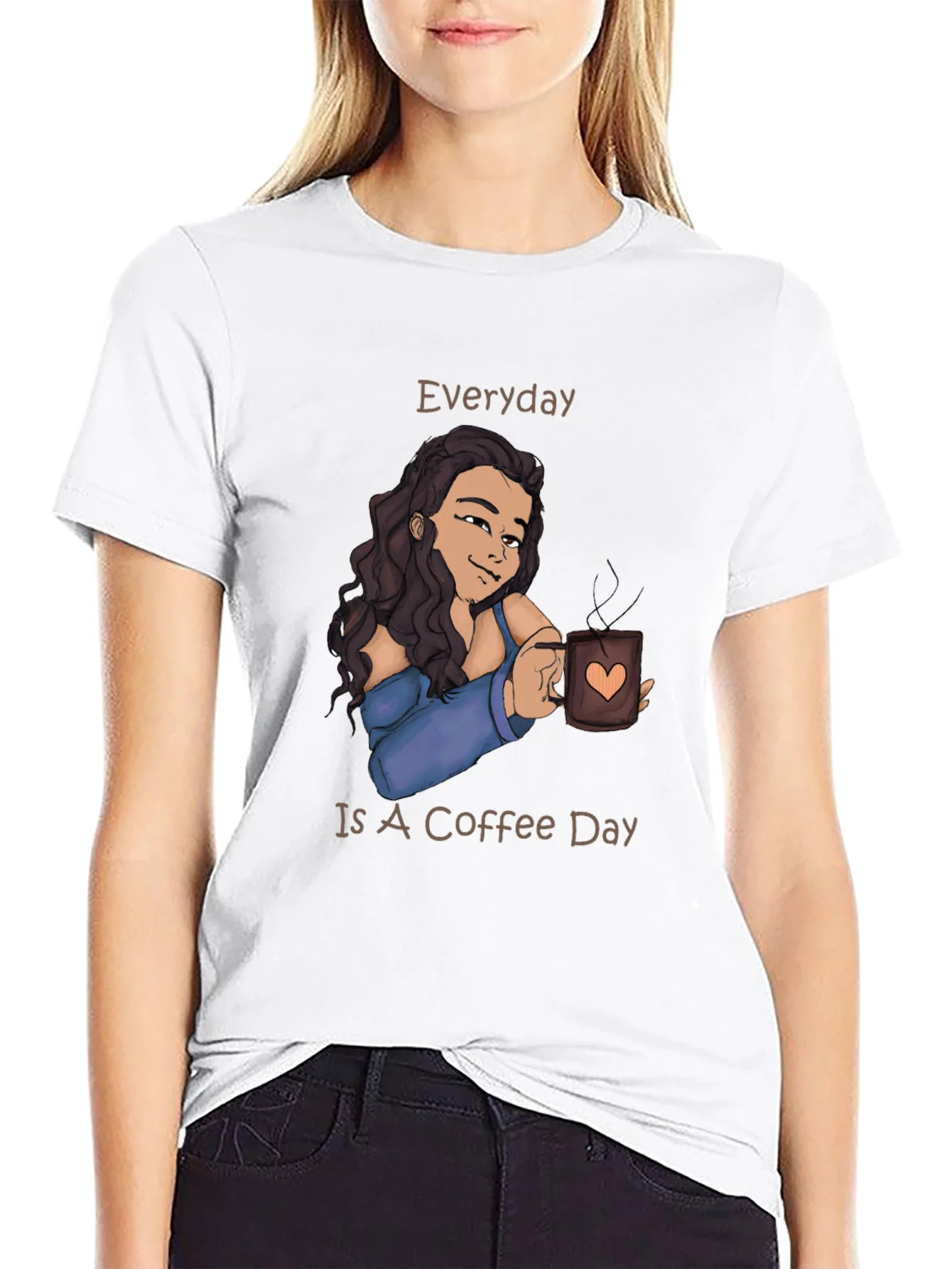 Camiseta Negra con Dise?o de Caf¨¦