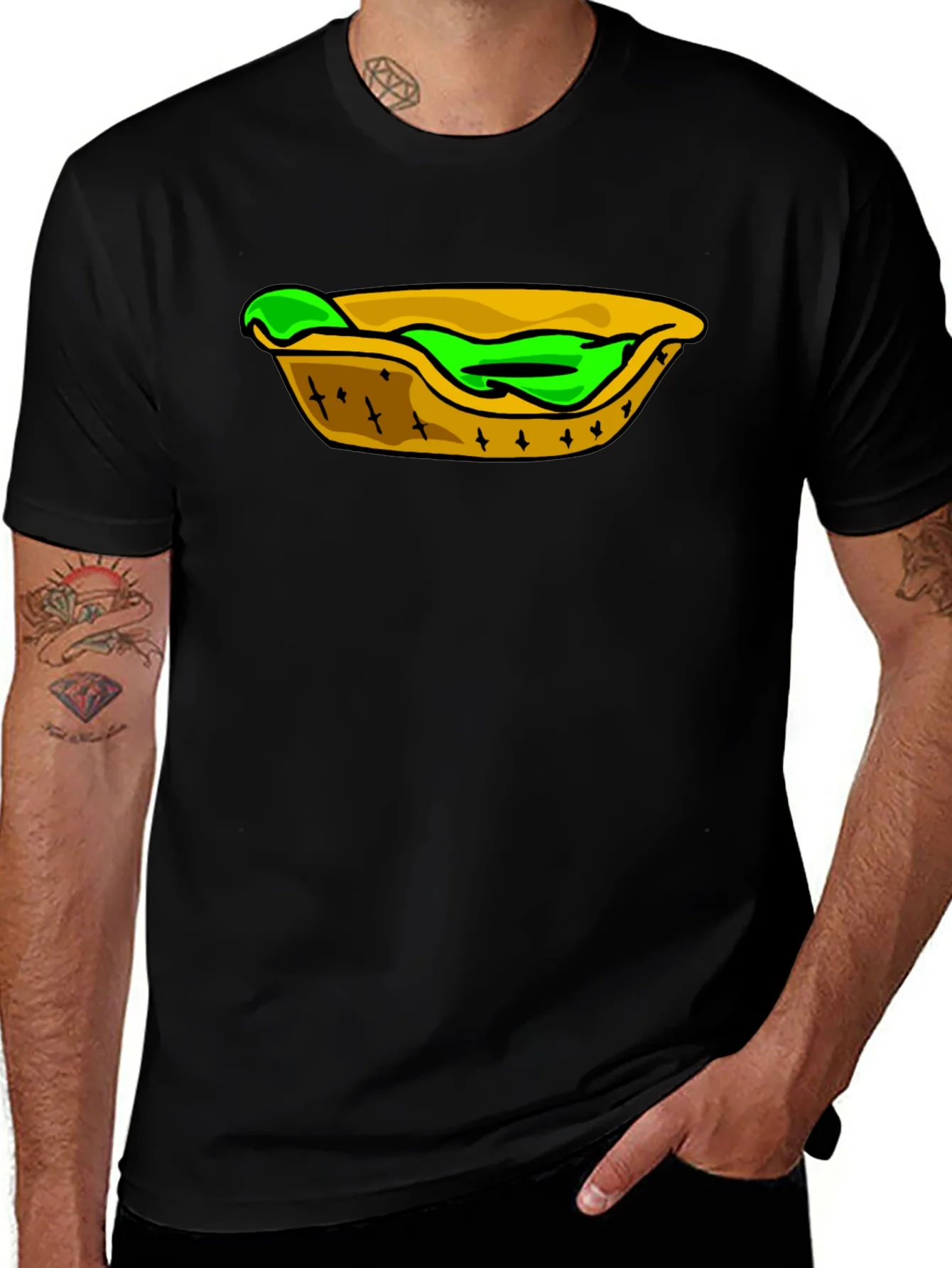 Camiseta Negra con Dise?o de Comida Mexicana