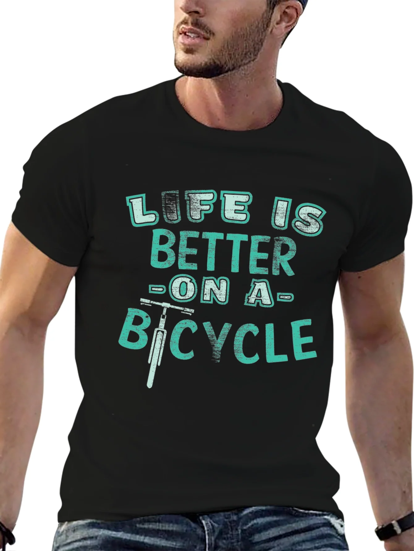 Camiseta Negra Life is Better on a Bicycle