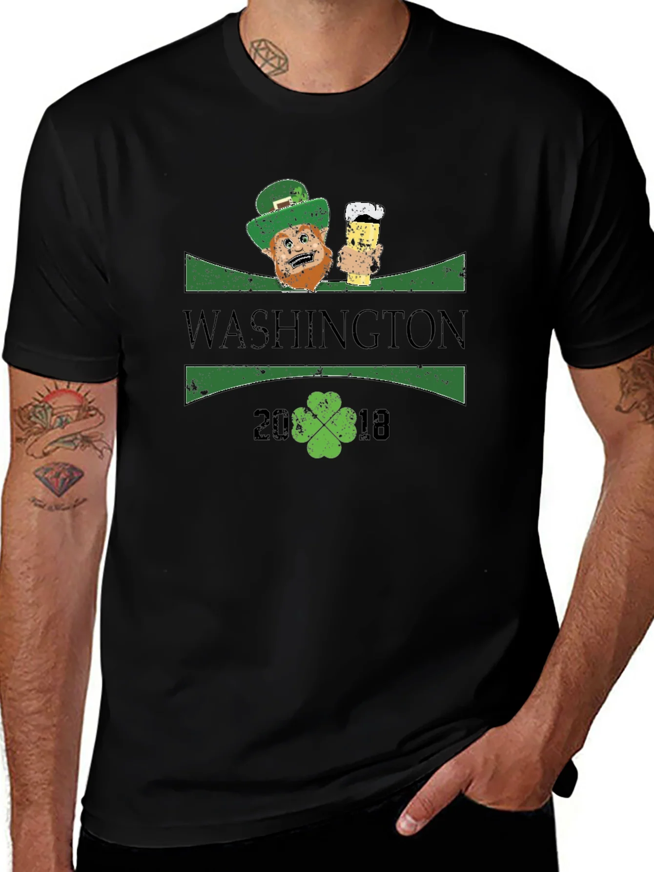 Camiseta Negra Estilo San Patricio - Washington 2018