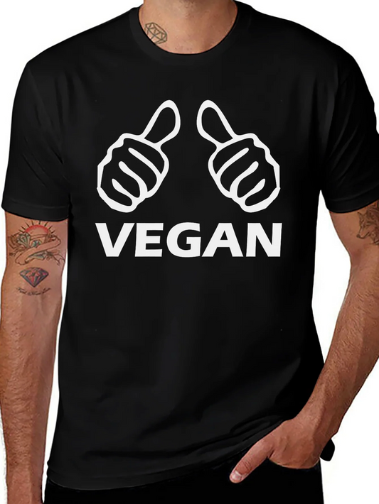 Rebbecca Vegan Thumbs Up Graphic Tee - Black Cotton T-Shirt