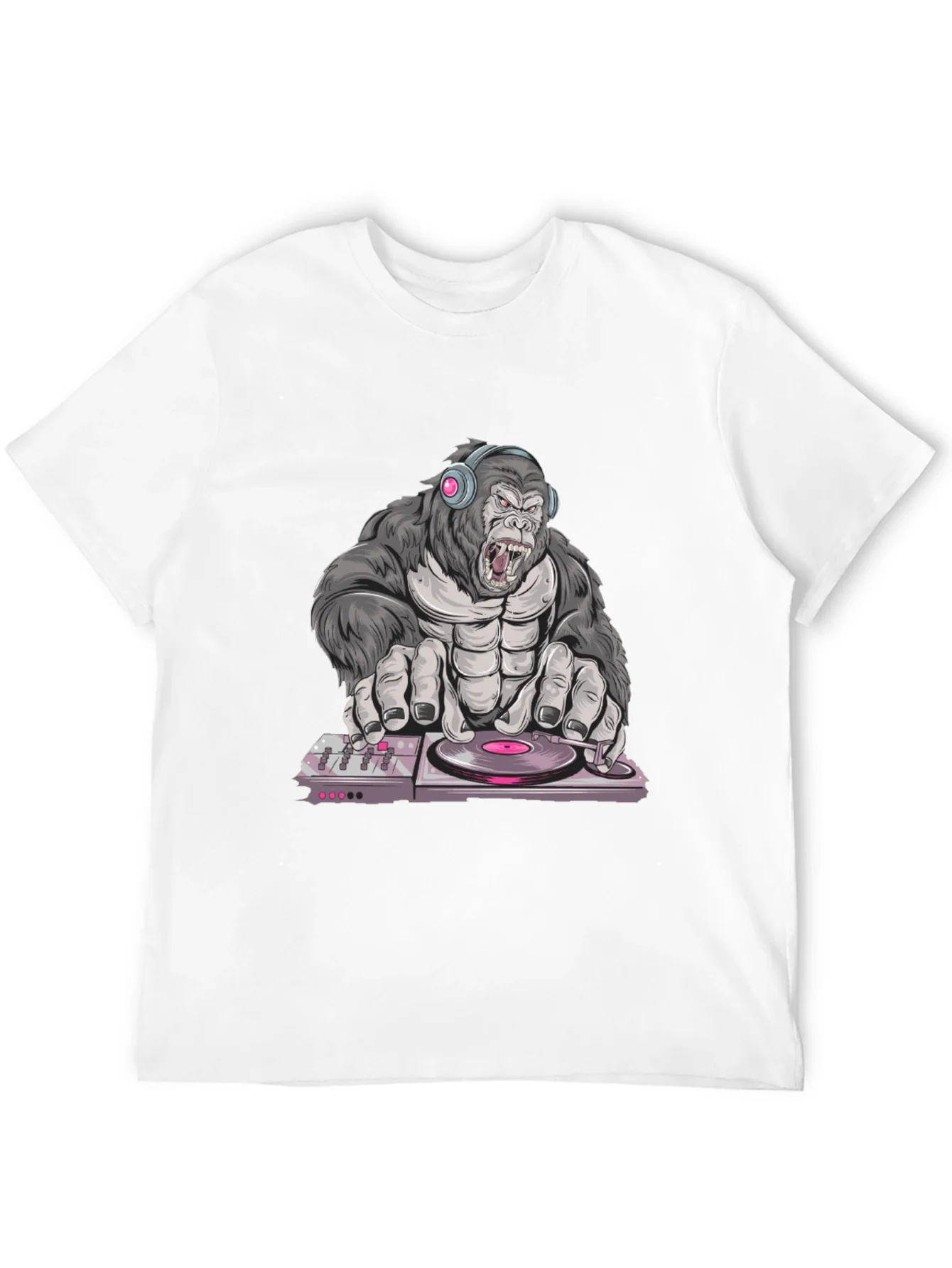 Camiseta Negra con Dise?o de Gorila DJ