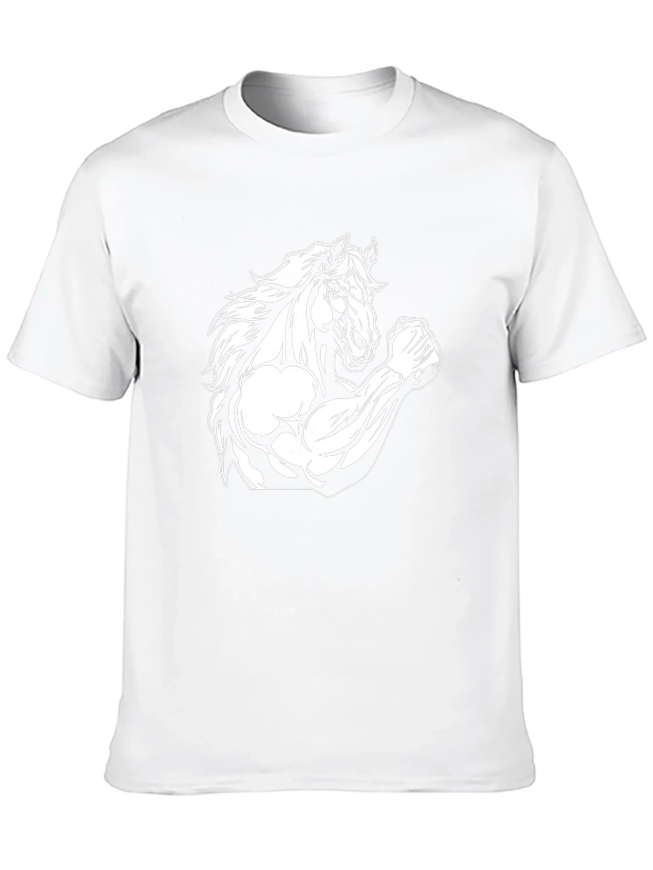 Camiseta Negra con Dise?o de Caballo Musculoso
