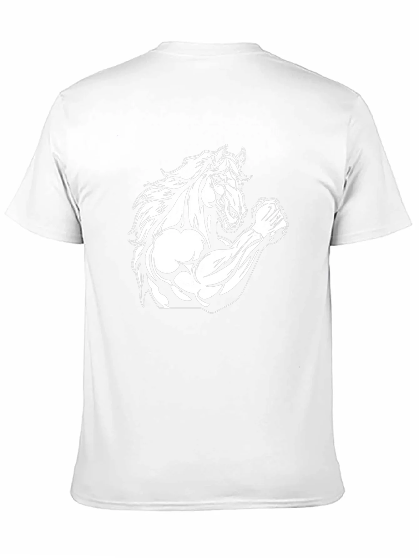 Camiseta Negra con Dise?o de Caballo Musculoso
