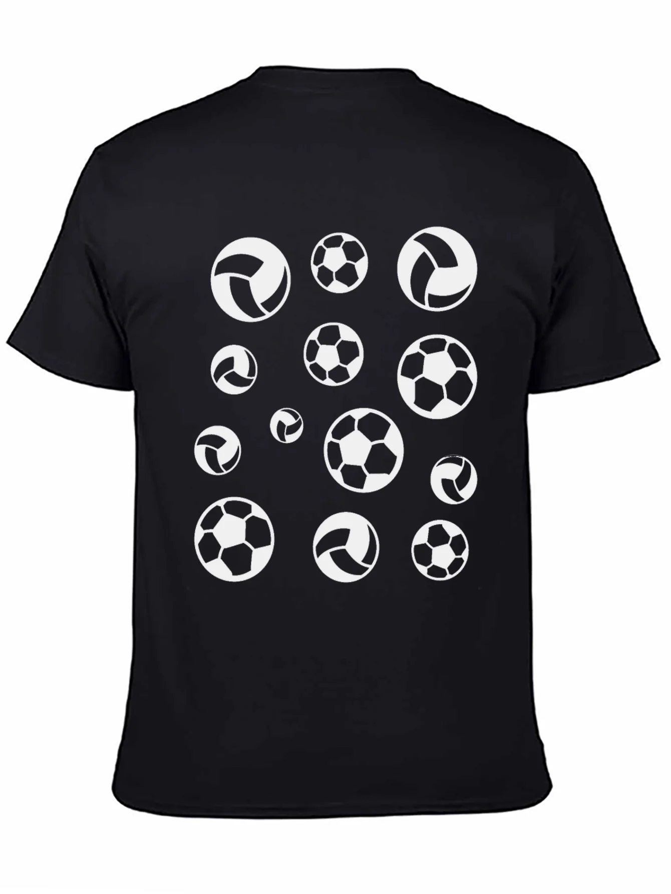Camiseta Negra Estampado Balones Deportivos