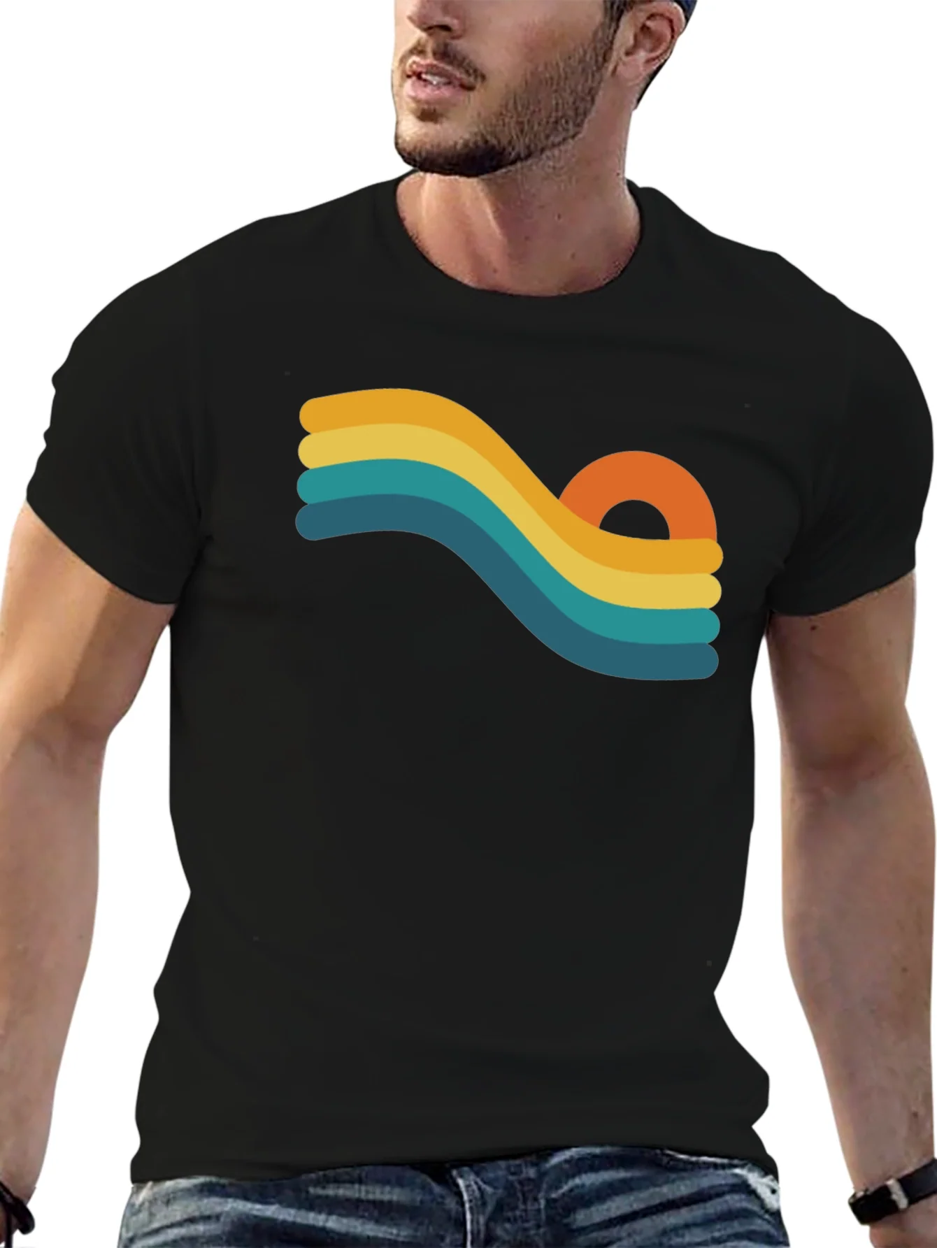Rebbecca Retro Wave Graphic Black T-Shirt