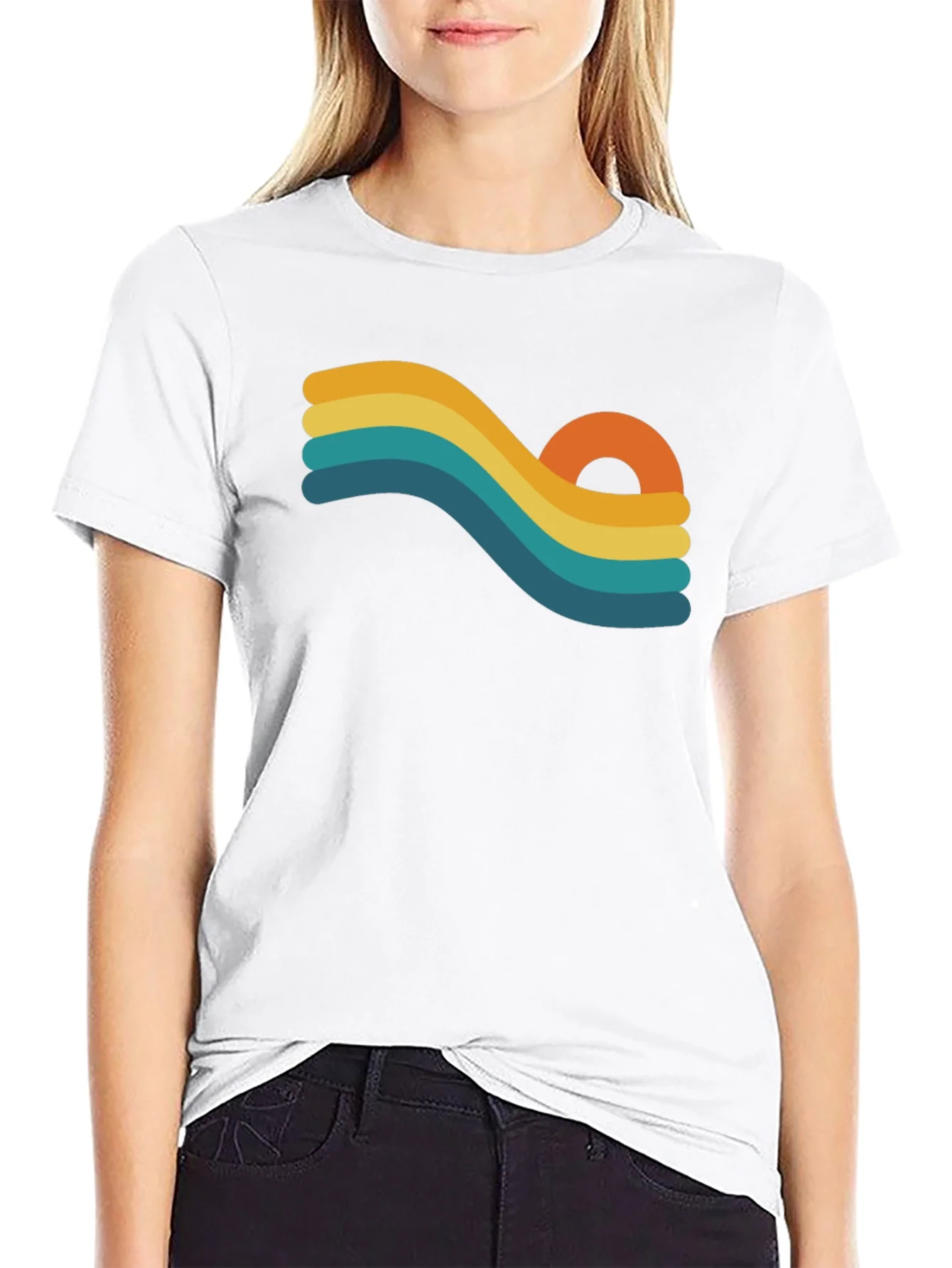 Rebbecca Retro Wave Graphic Black T-Shirt