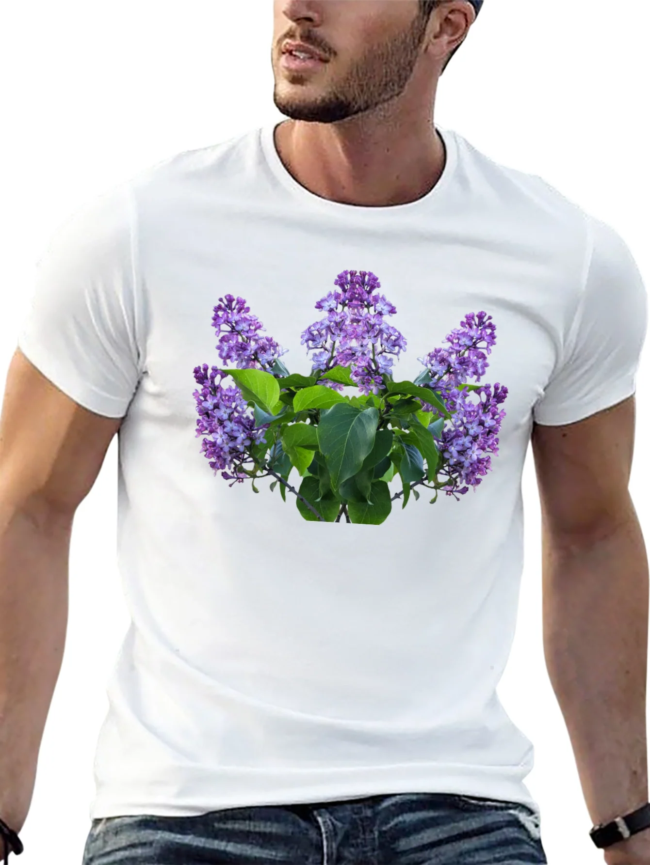 Rebbecca Lilac Floral Print Black T-Shirt