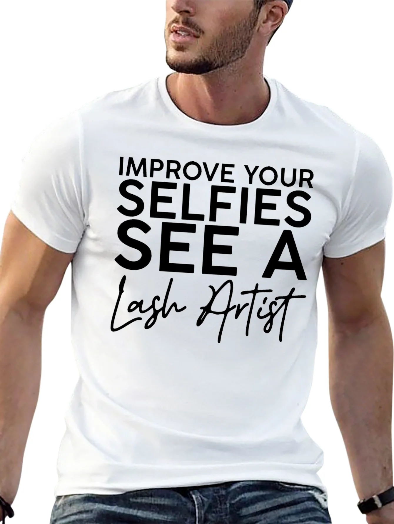 Camiseta Negra Selfies para Amantes de las Pesta?as