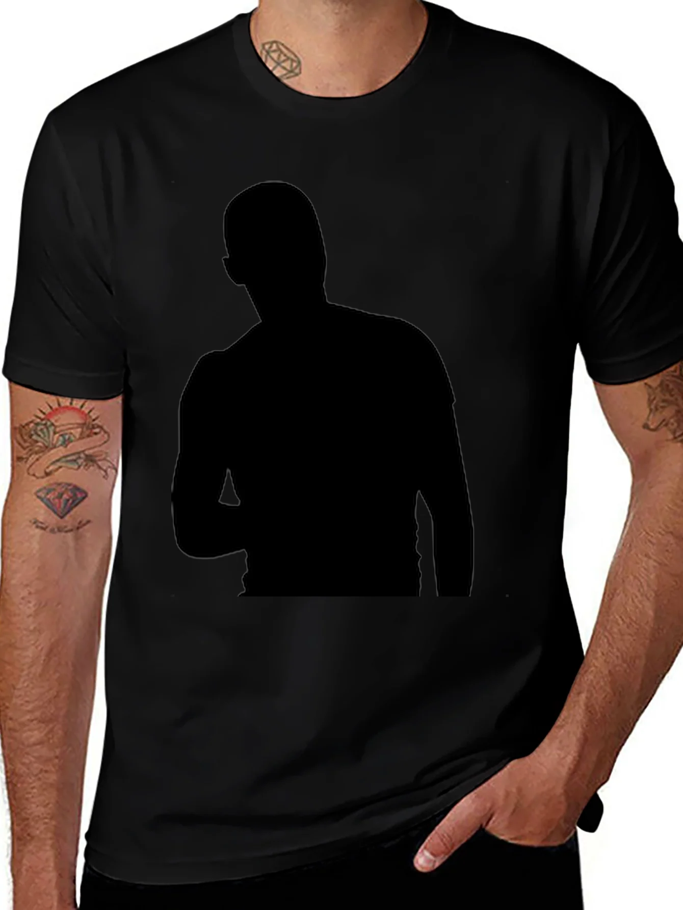 Rebbecca Mens Black Silhouette Graphic T-Shirt