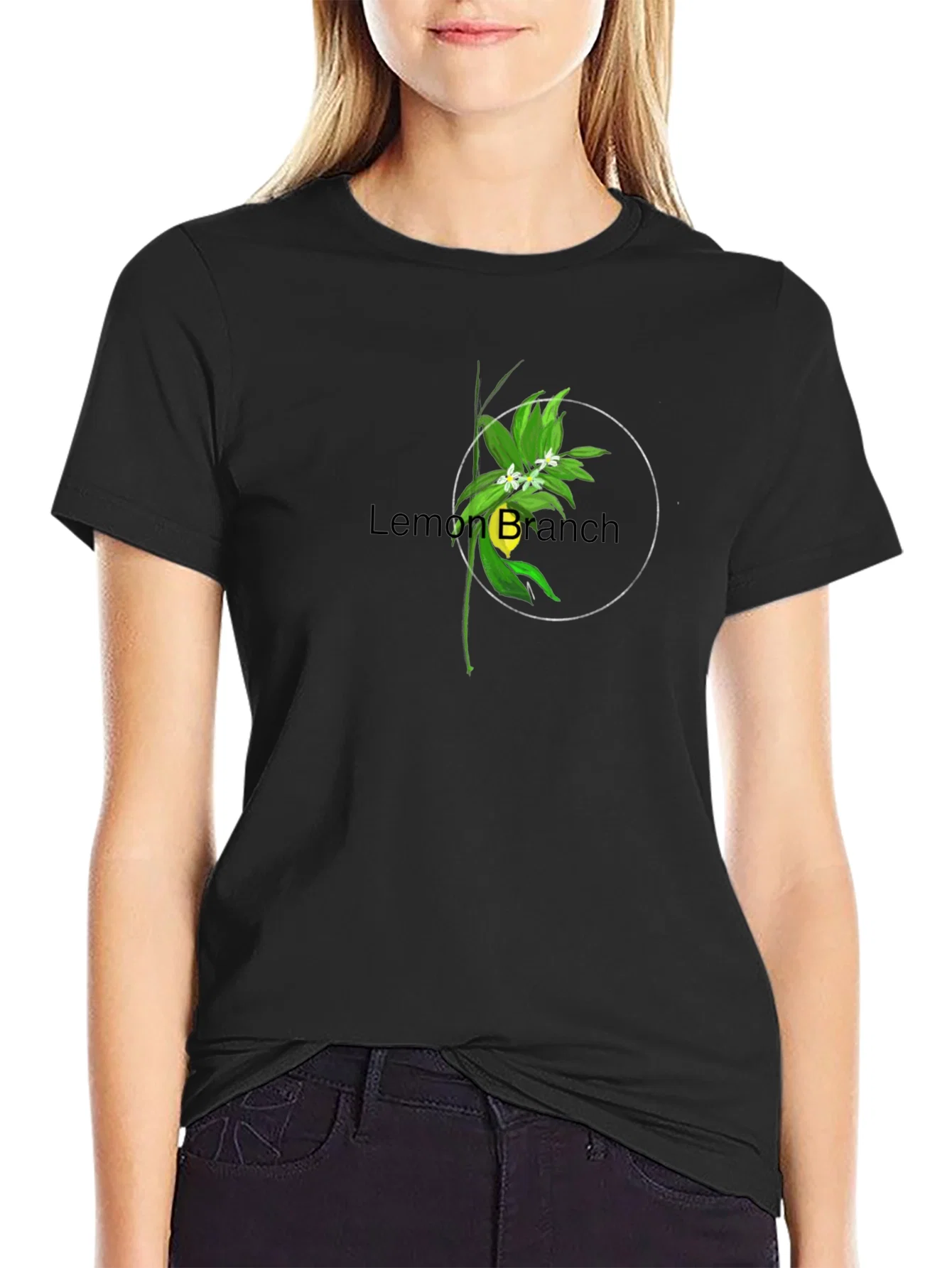 Rebbecca Lemon Branch Graphic Tee - Stylish Black T-Shirt