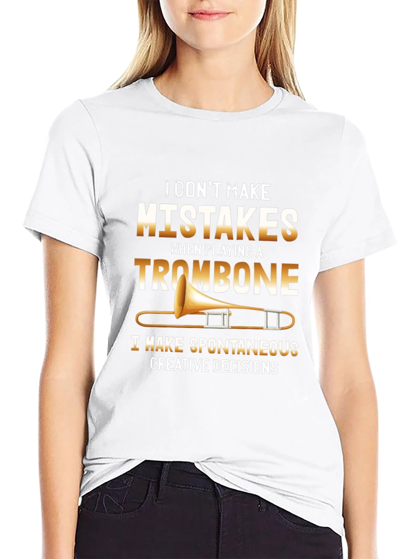 Camiseta Negra con Dise?o de Tromb¨®n y Frase Creativa