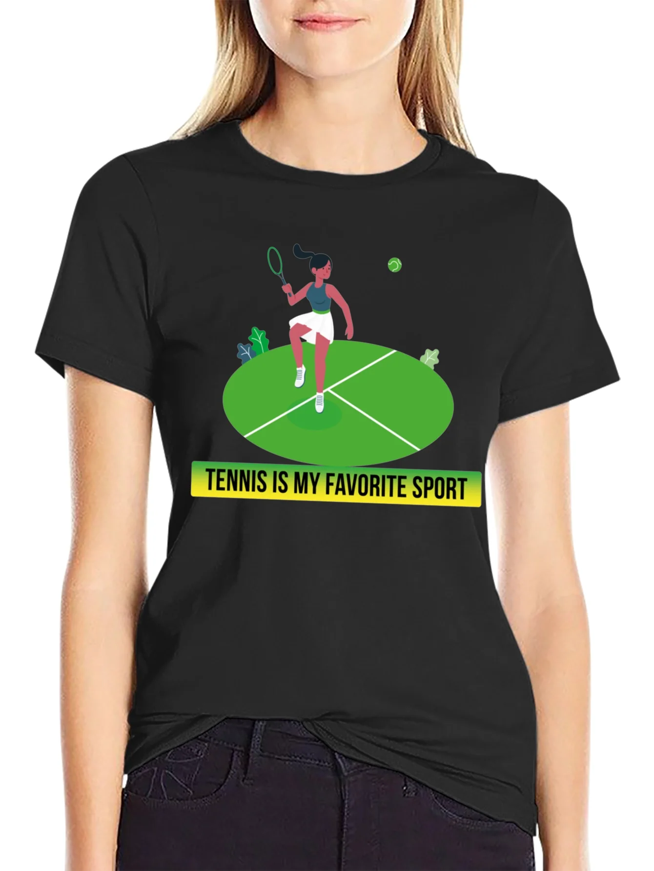 Camiseta Negra: Tenis mi Deporte Favorito