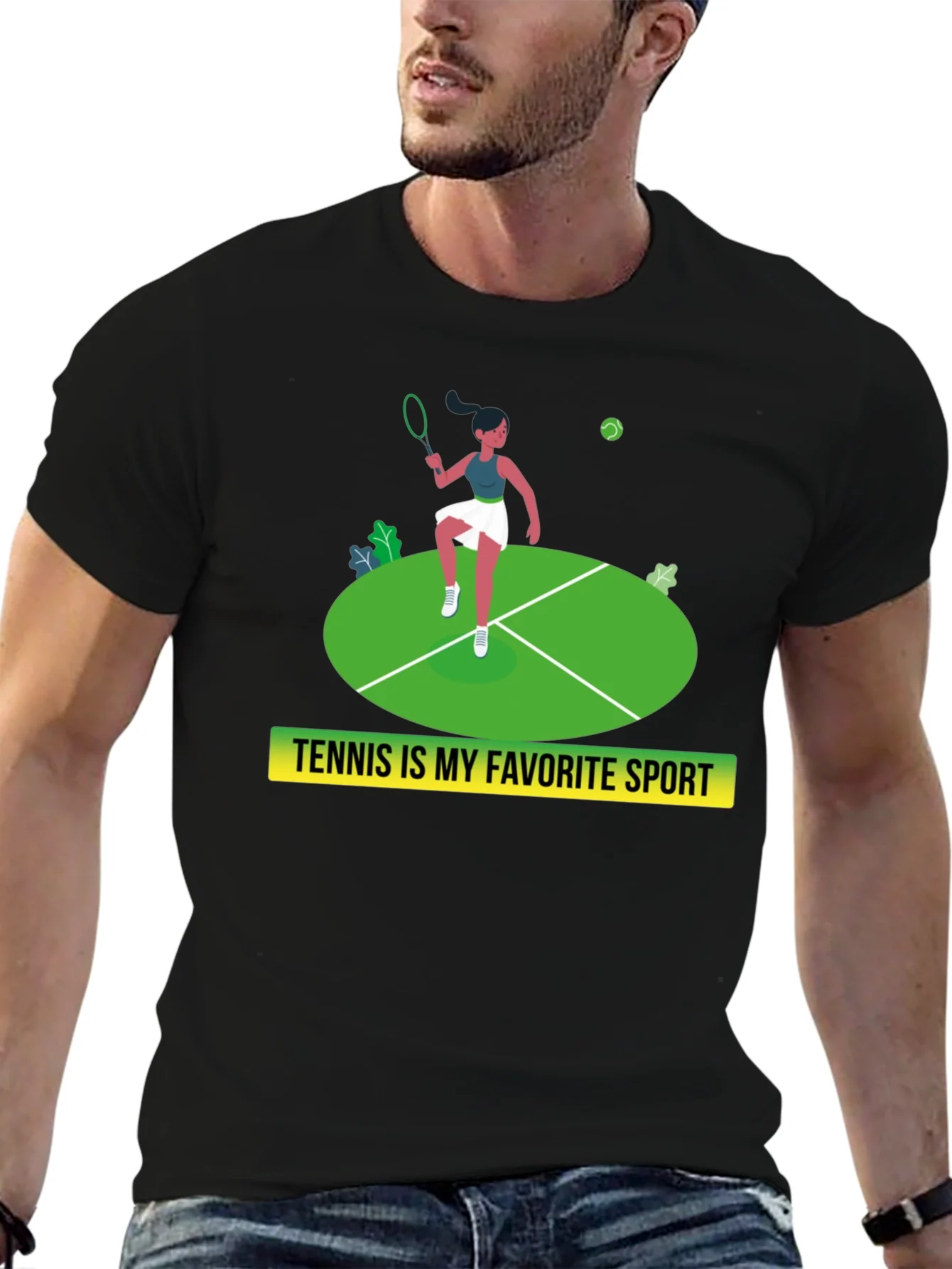 Camiseta Negra: Tenis mi Deporte Favorito