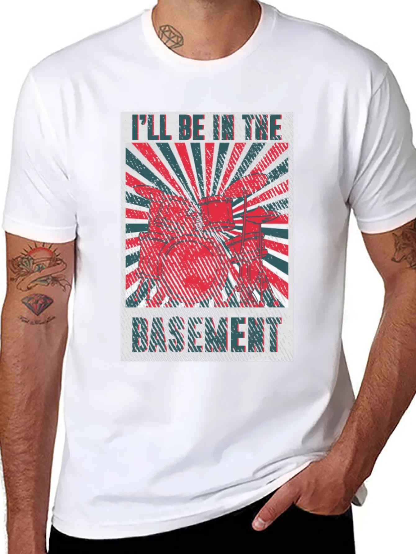 Rebbecca Ill Be in the Basement Drum Set T-Shirt