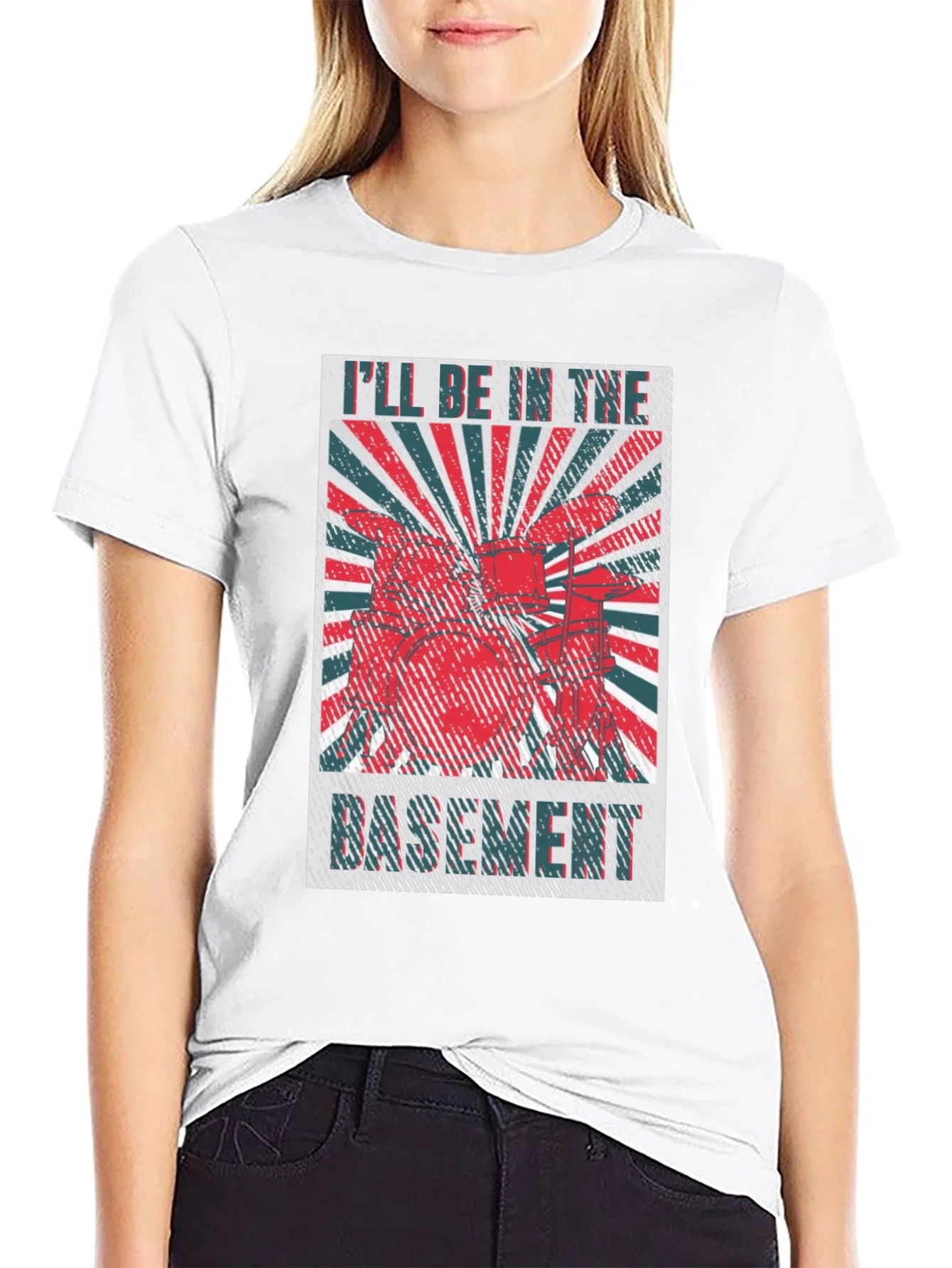 Rebbecca Ill Be in the Basement Drum Set T-Shirt