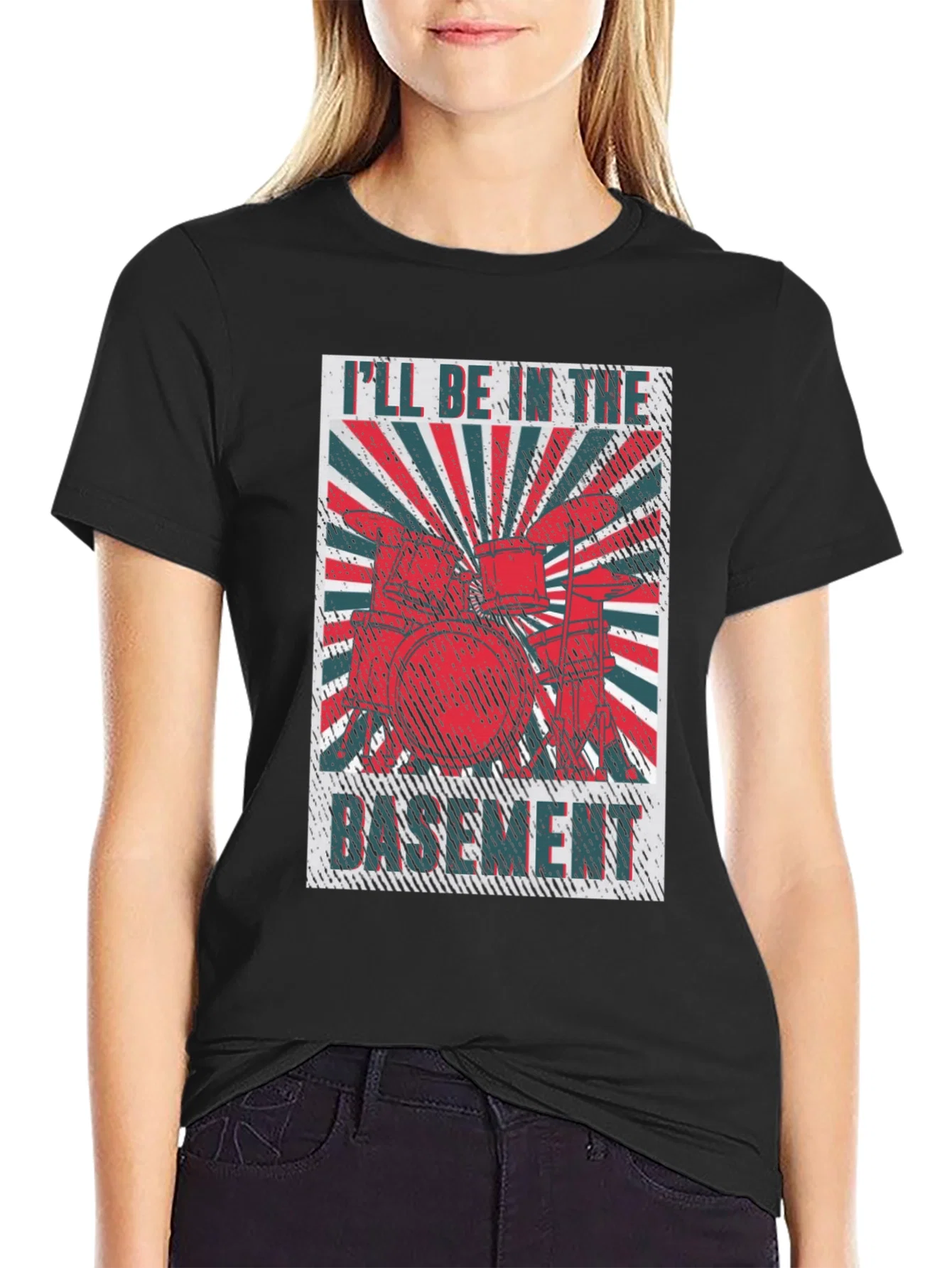 Rebbecca Ill Be in the Basement Drum Set T-Shirt