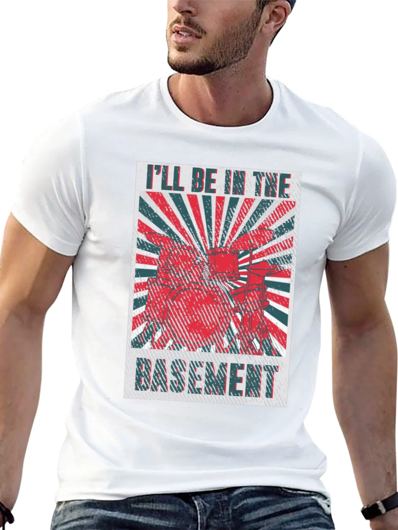 Rebbecca Ill Be in the Basement Drum Set T-Shirt