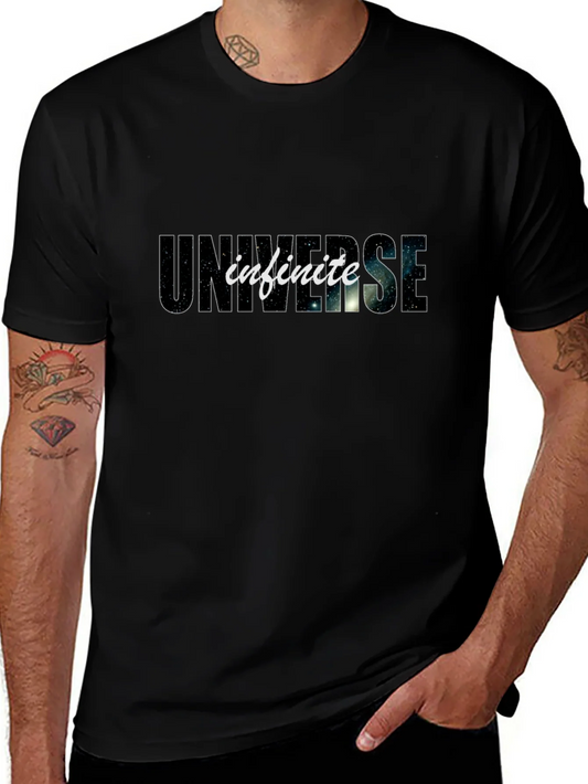 Camiseta Negra Universo Infinito Algod¨®n C¨®moda Casual