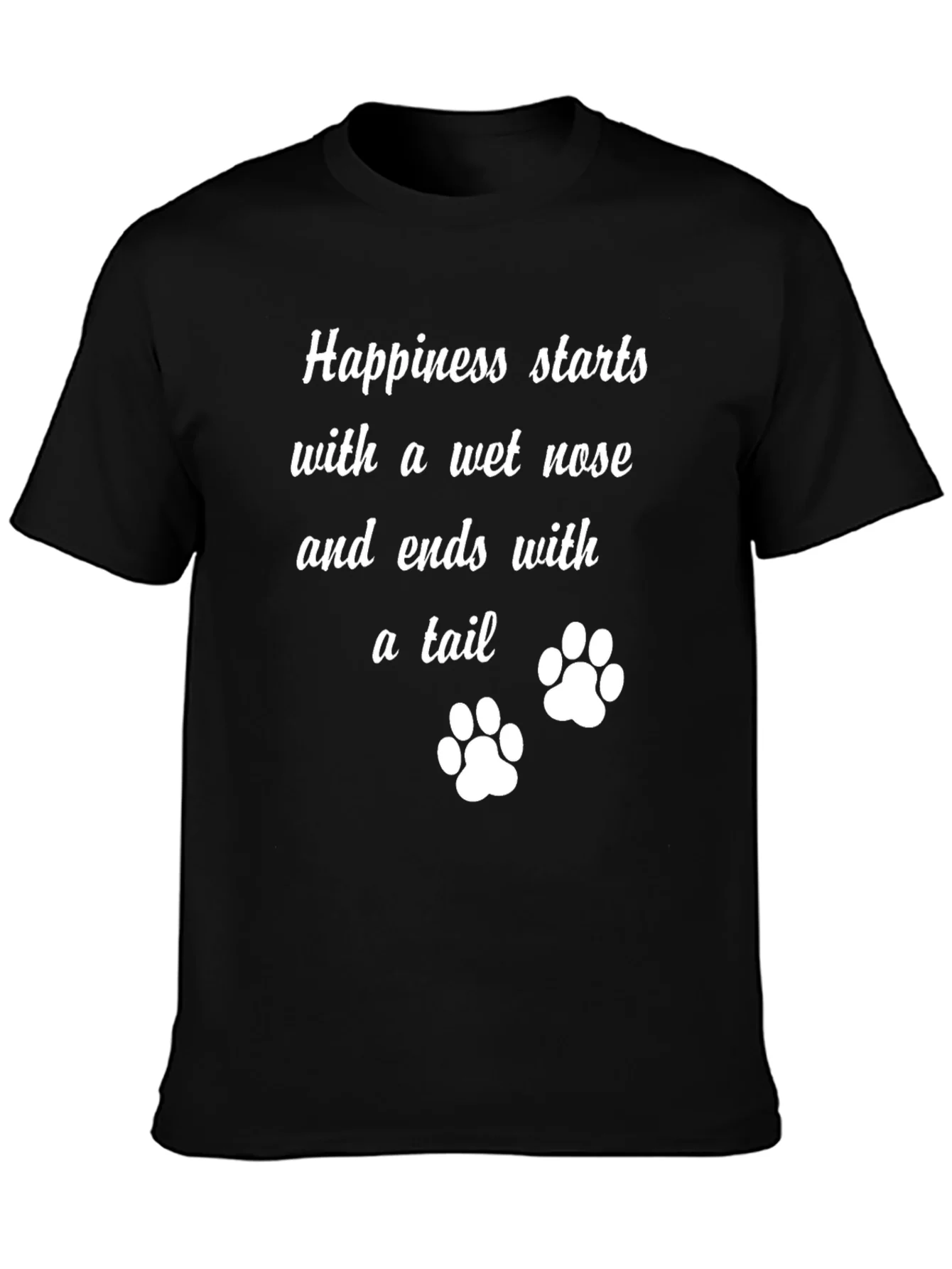 Camiseta Negra: Felicidad y Huellas de Mascota